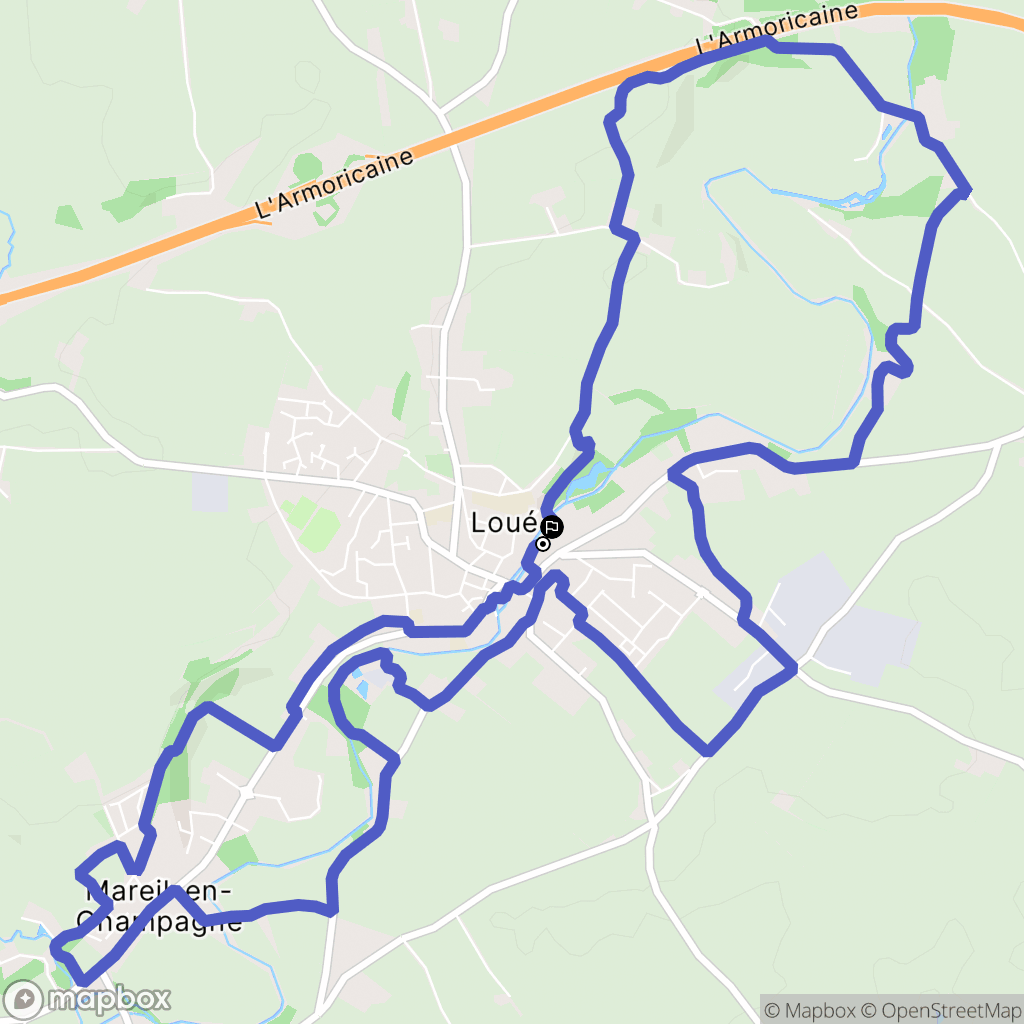 Loué : carte du parcours de randonnée - France