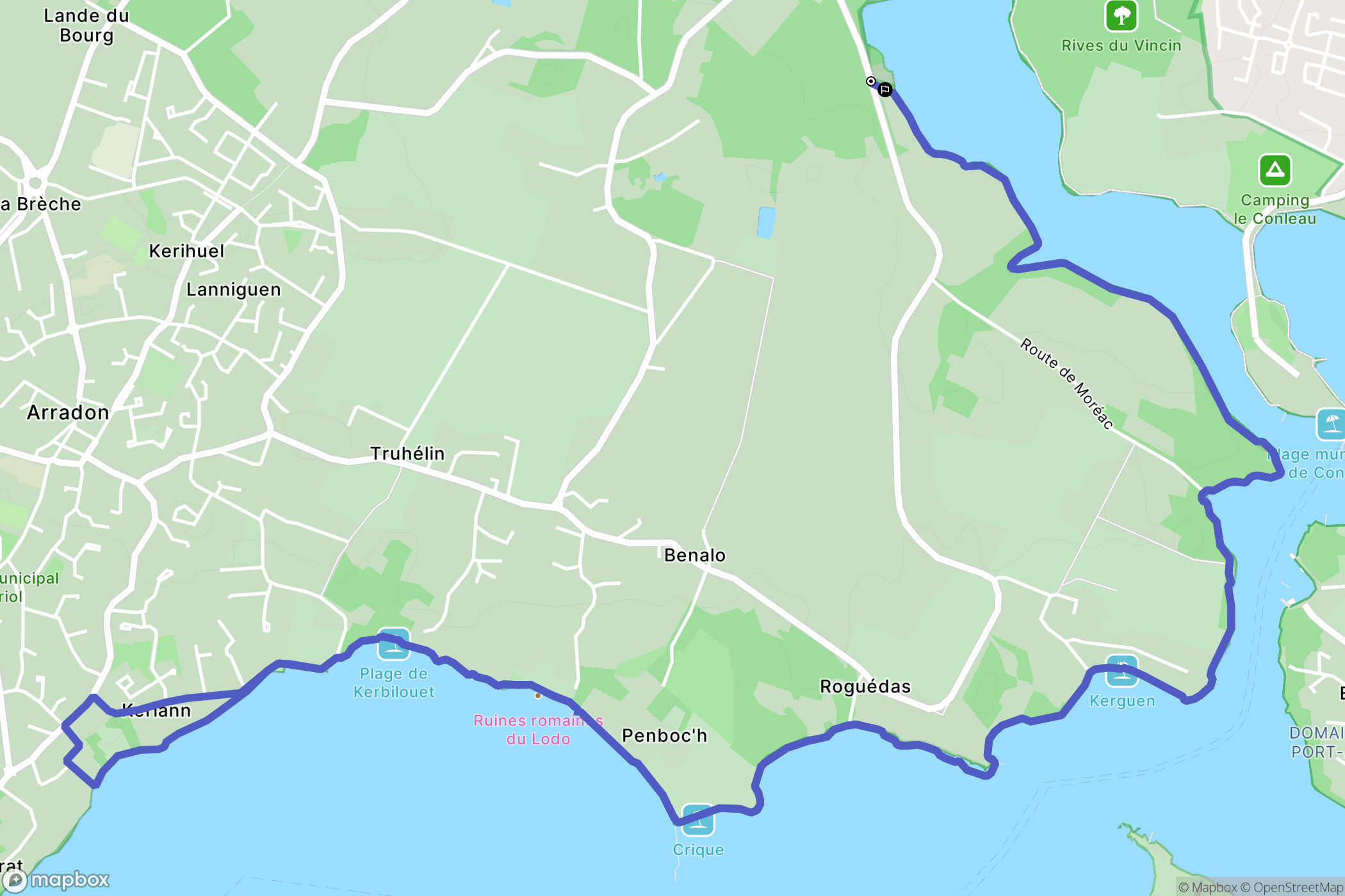 Arradon : carte du parcours de randonnée - France
