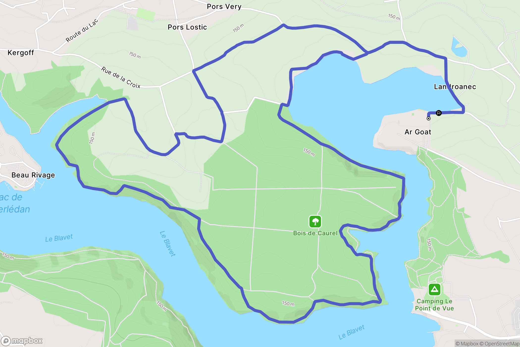 Guerlédan : carte du parcours de randonnée - France
