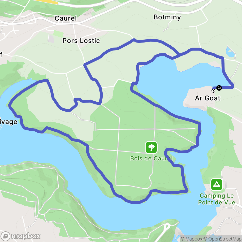 Guerlédan : carte du parcours de randonnée - France