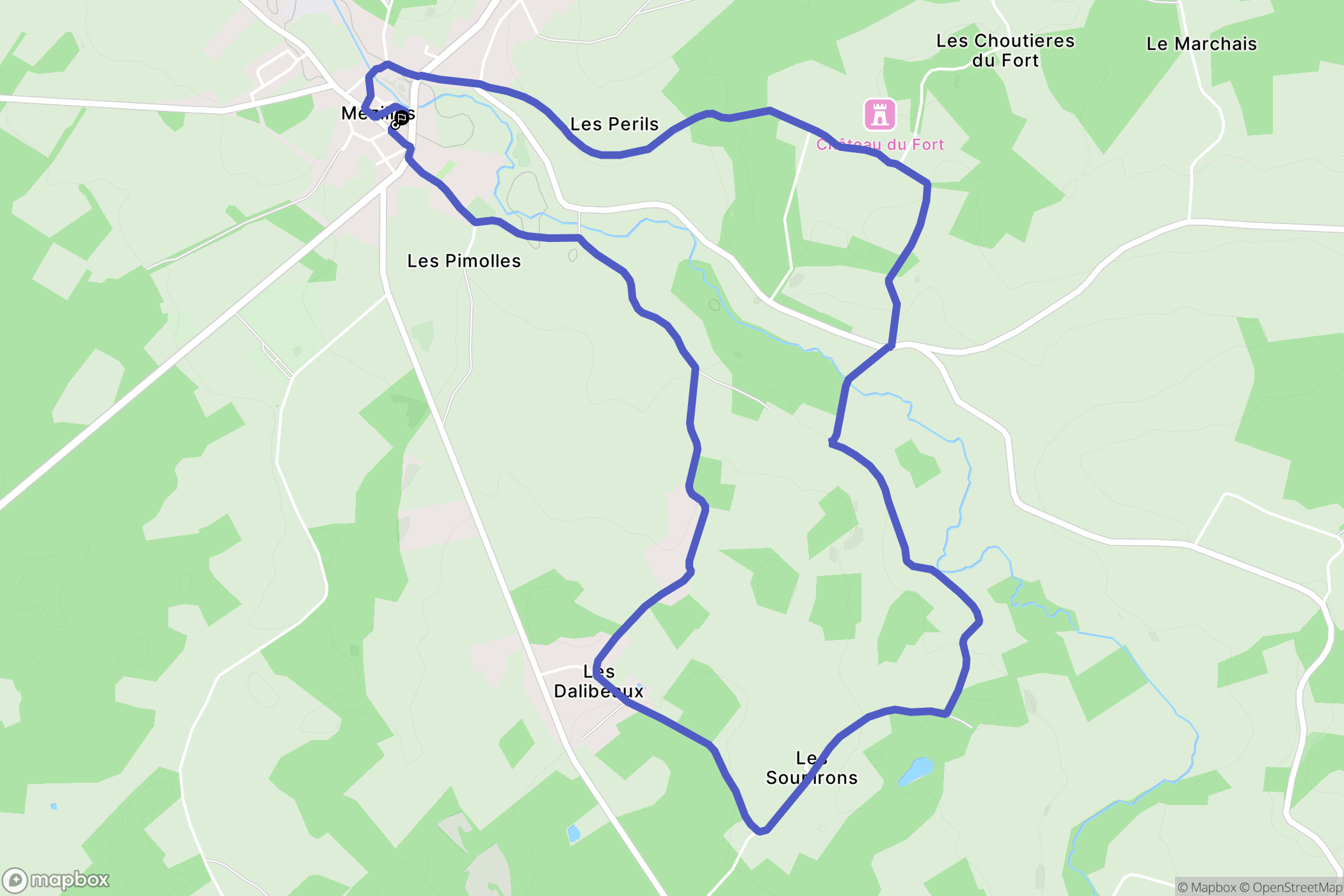 Mézilles : carte du parcours de randonnée - France