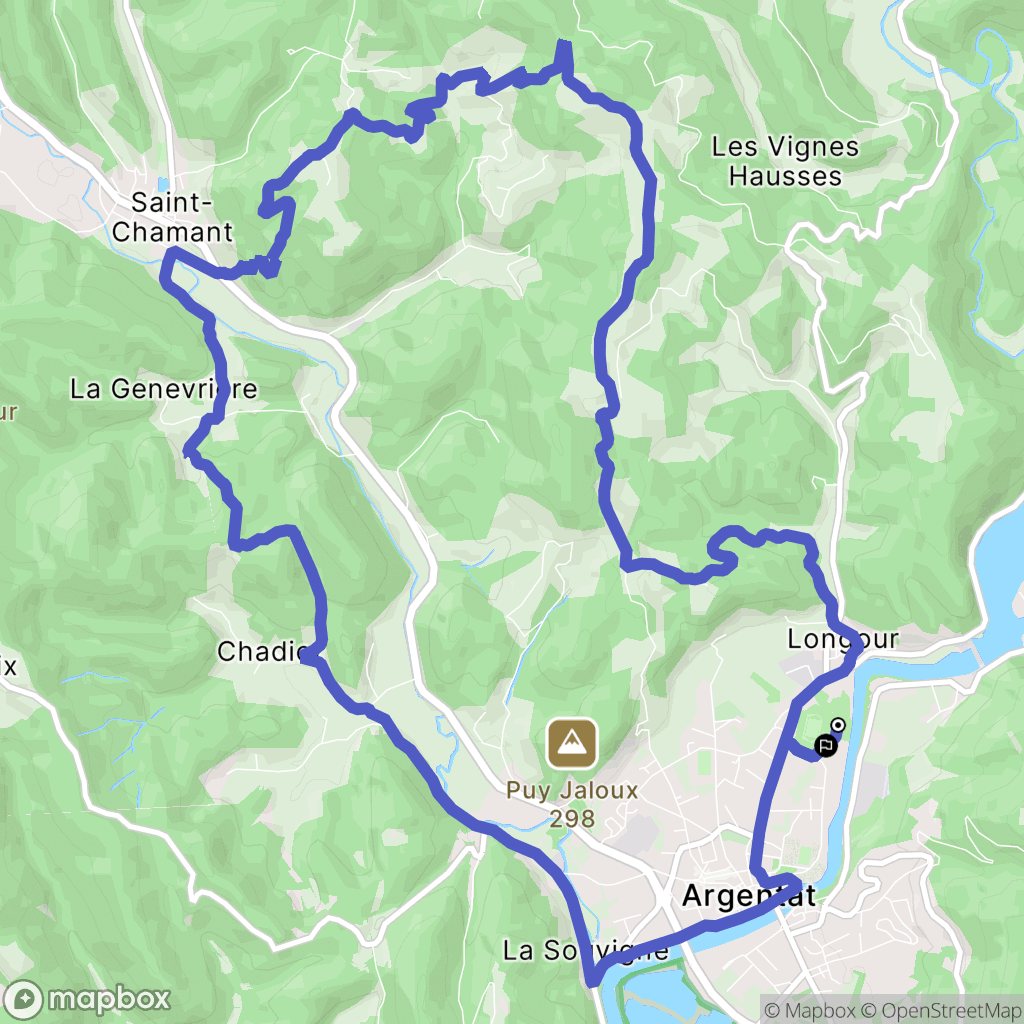 Argentat-sur-Dordogne : carte du parcours de randonnée - France