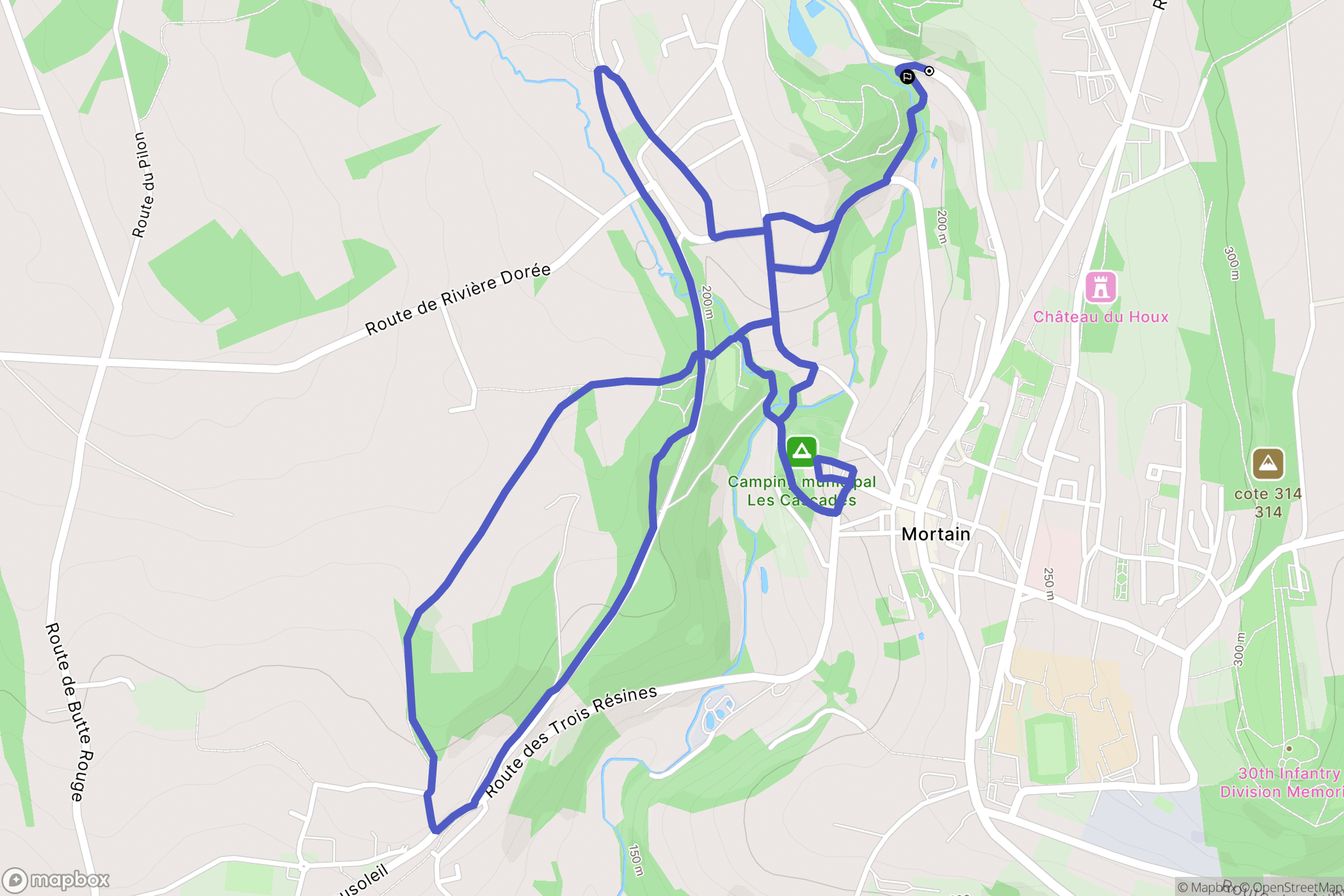 Mortain-Bocage : carte du parcours de randonnée - France