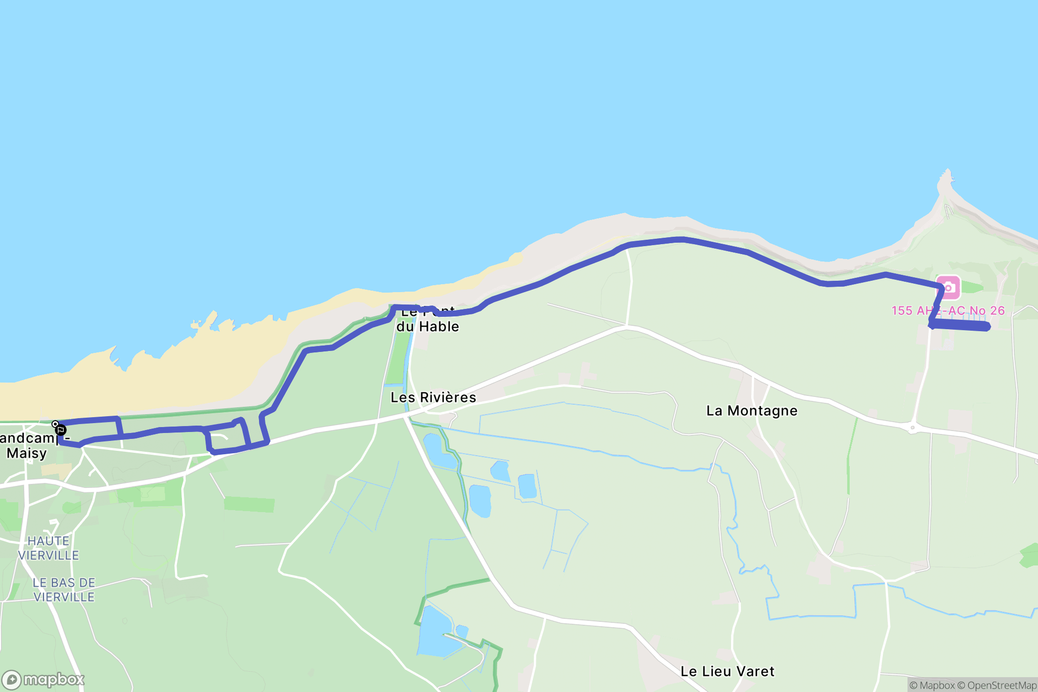 Grandcamp-Maisy : carte du parcours de randonnée - France
