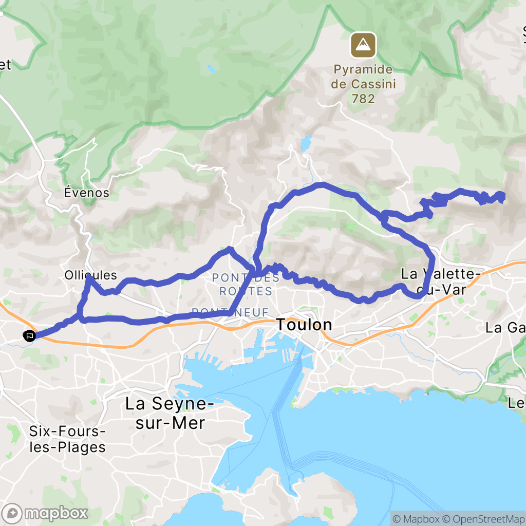 Ollioules : carte du parcours de randonnée - France