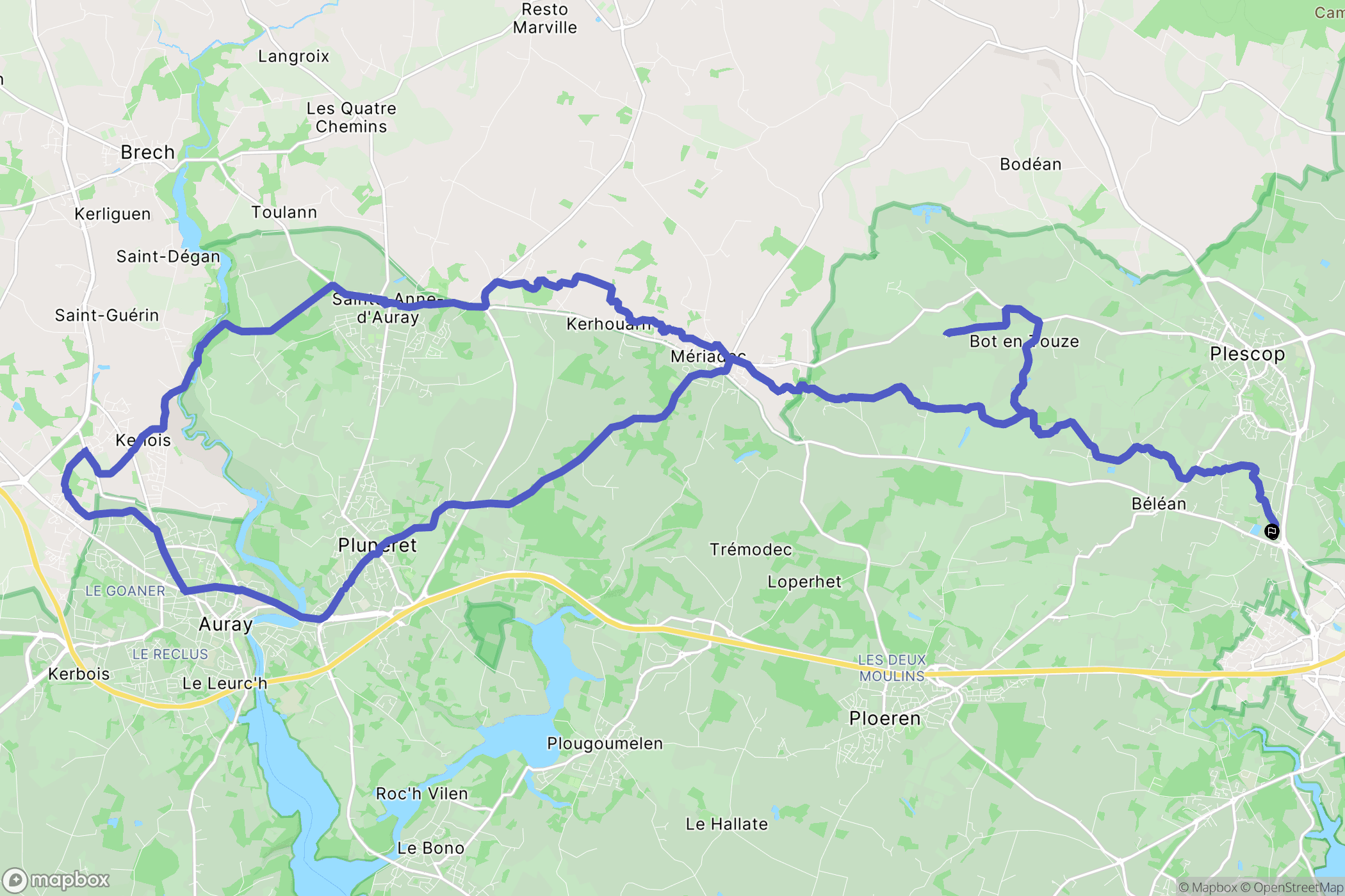 Plescop : carte du parcours de randonnée - France