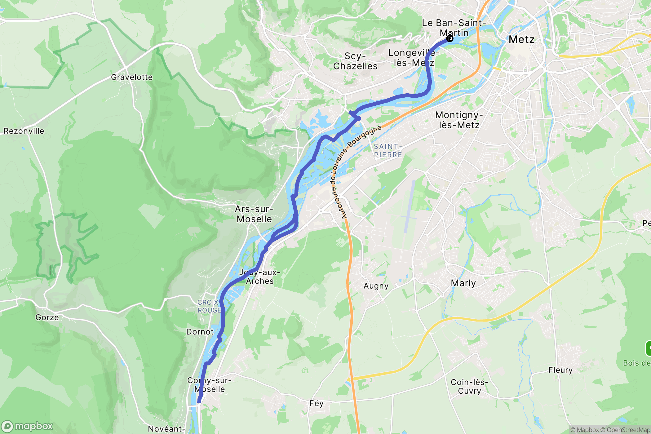 Le Ban-Saint-Martin : carte du parcours de randonnée - France