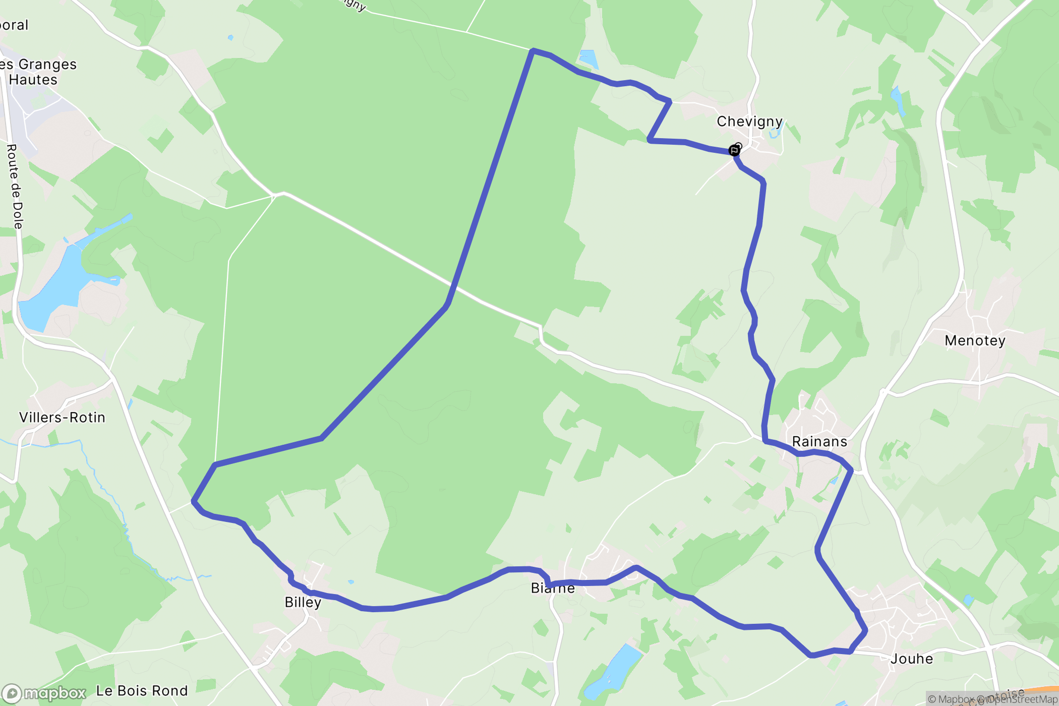 Chevigny : carte du parcours de randonnée - France