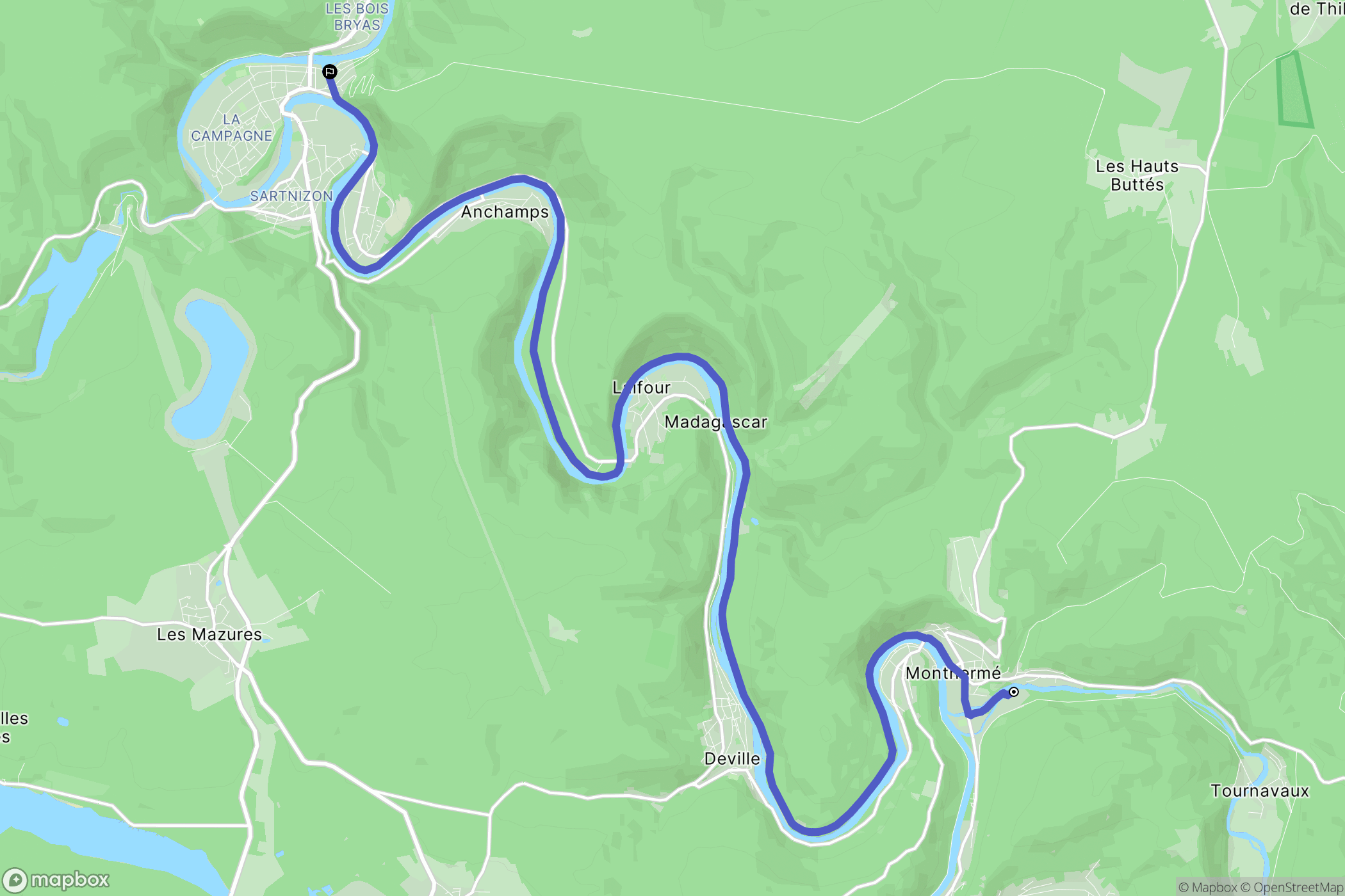 Monthermé : carte du parcours de randonnée - France