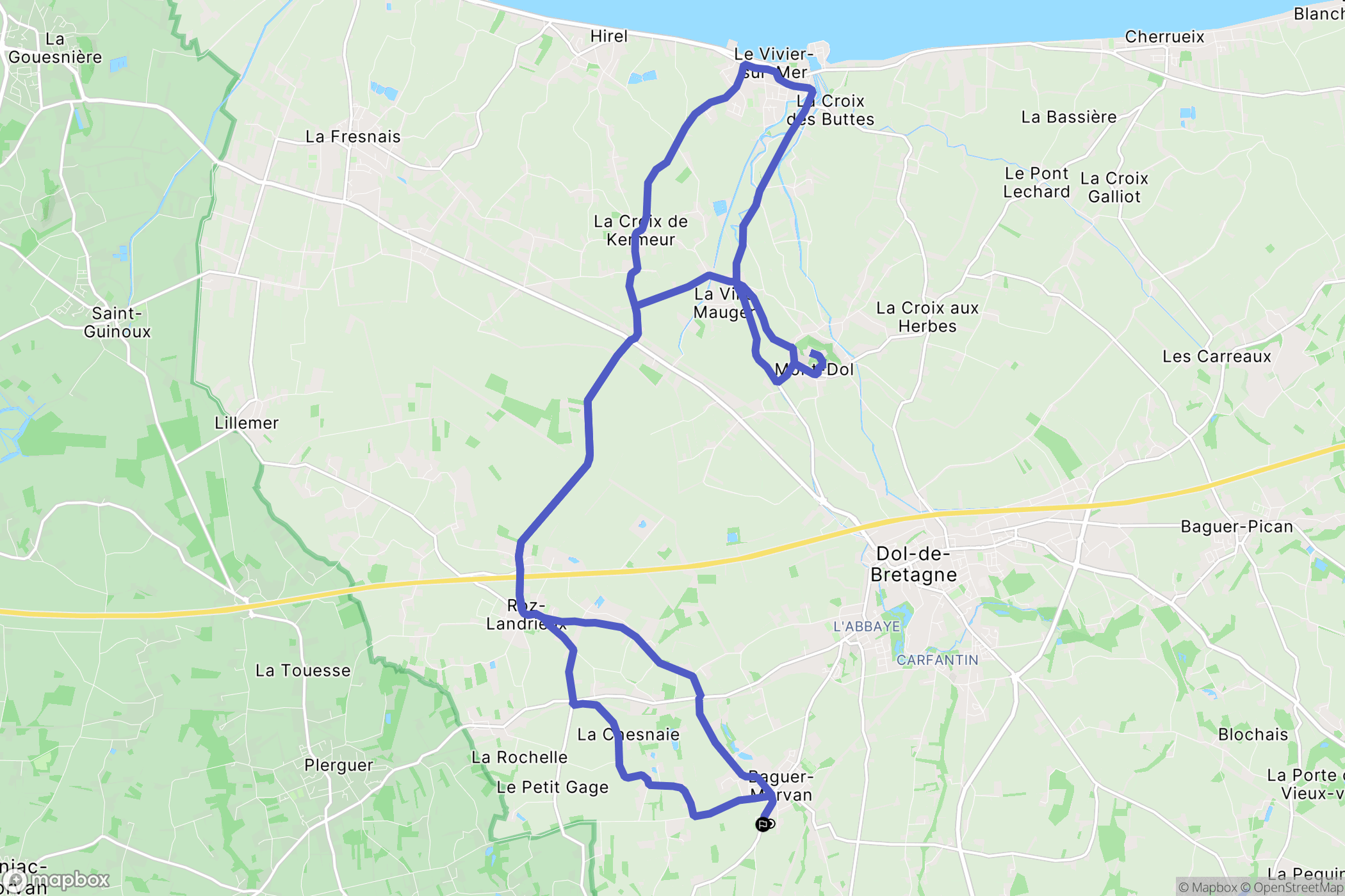 Baguer-Morvan : carte du parcours de randonnée - France