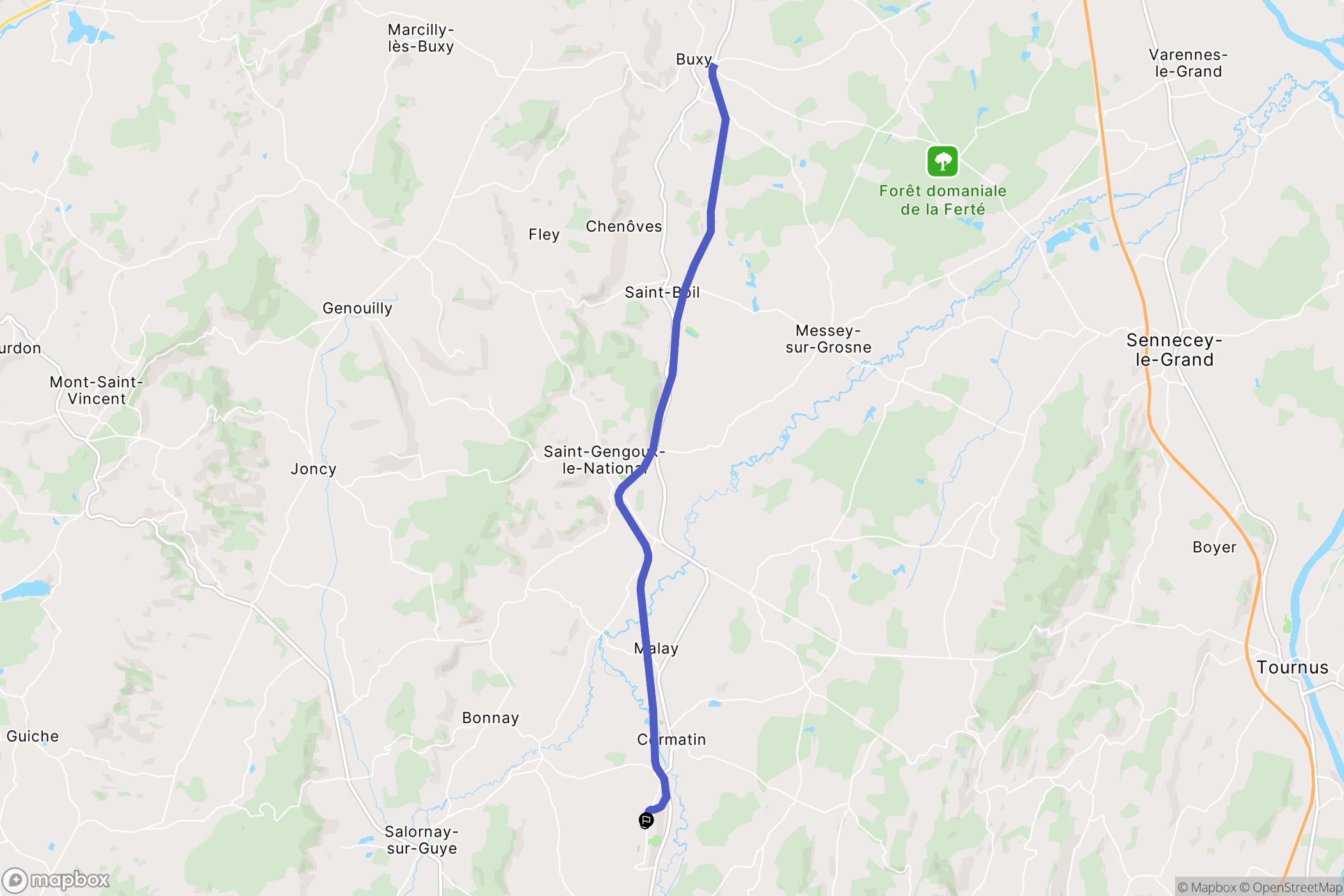 Ameugny : carte du parcours de randonnée - France