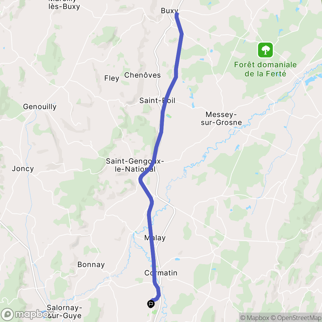 Ameugny : carte du parcours de randonnée - France