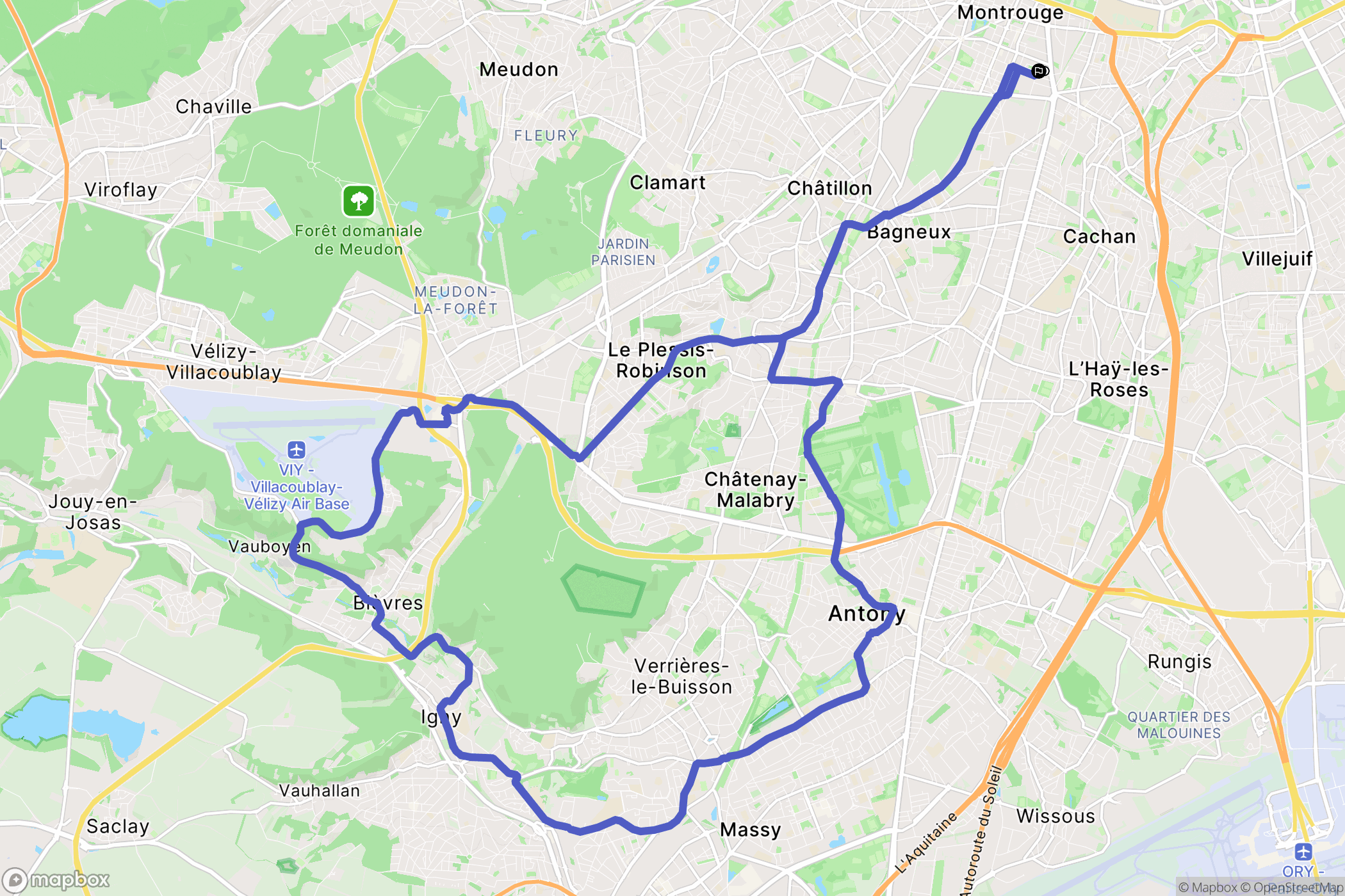 Montrouge : carte du parcours de randonnée - France