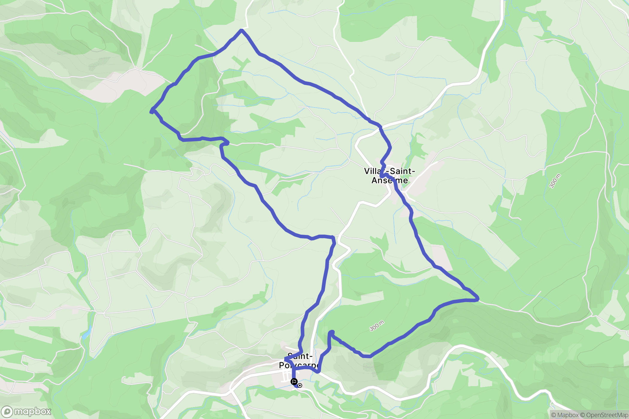 Saint-Polycarpe : carte du parcours de randonnée - France