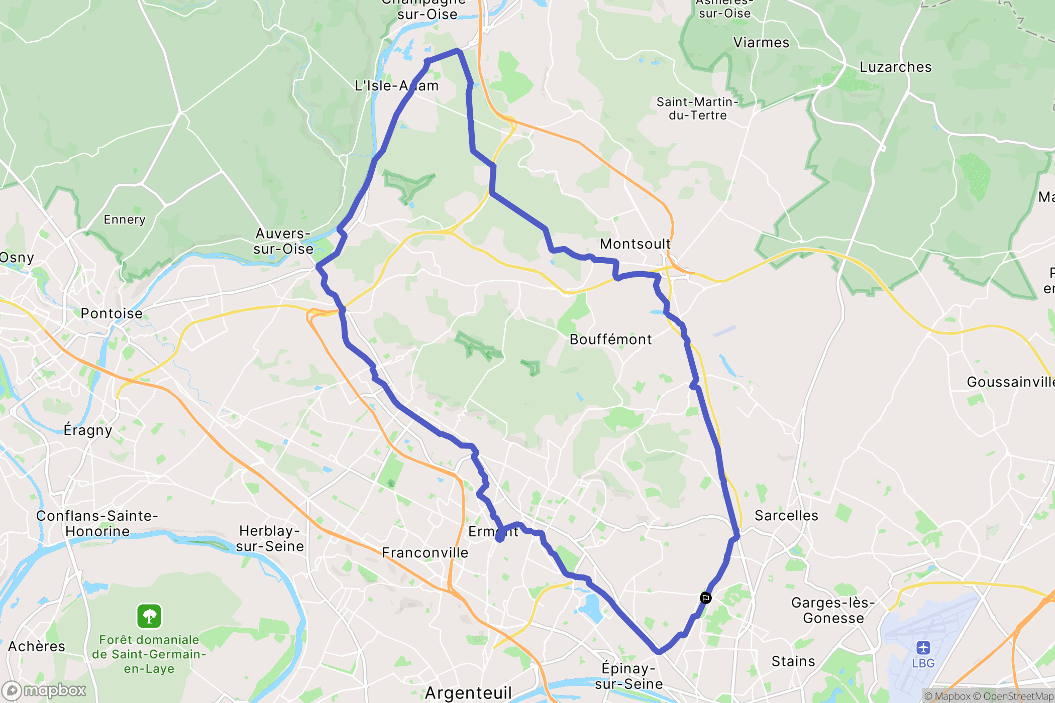 Montmagny : carte du parcours de randonnée - France