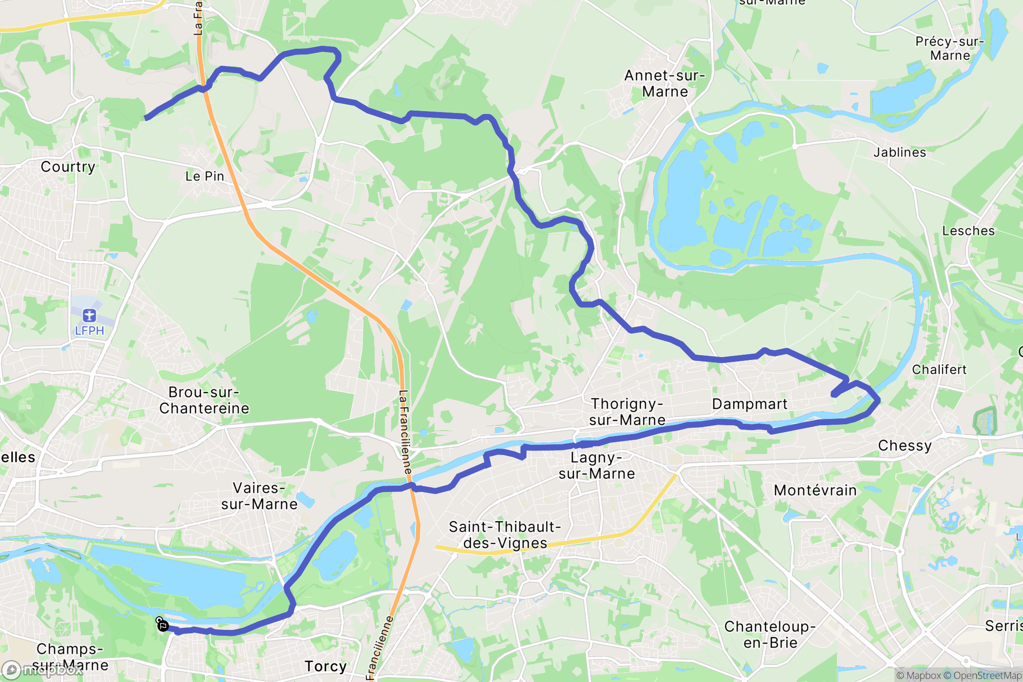 Noisiel : carte du parcours de randonnée - France