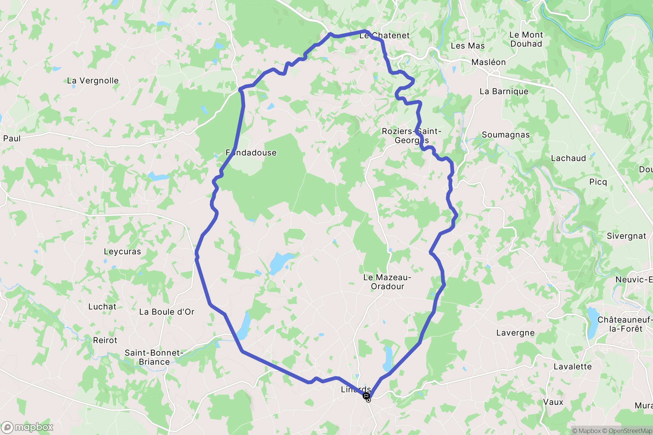 Linards : carte du parcours de randonnée - France