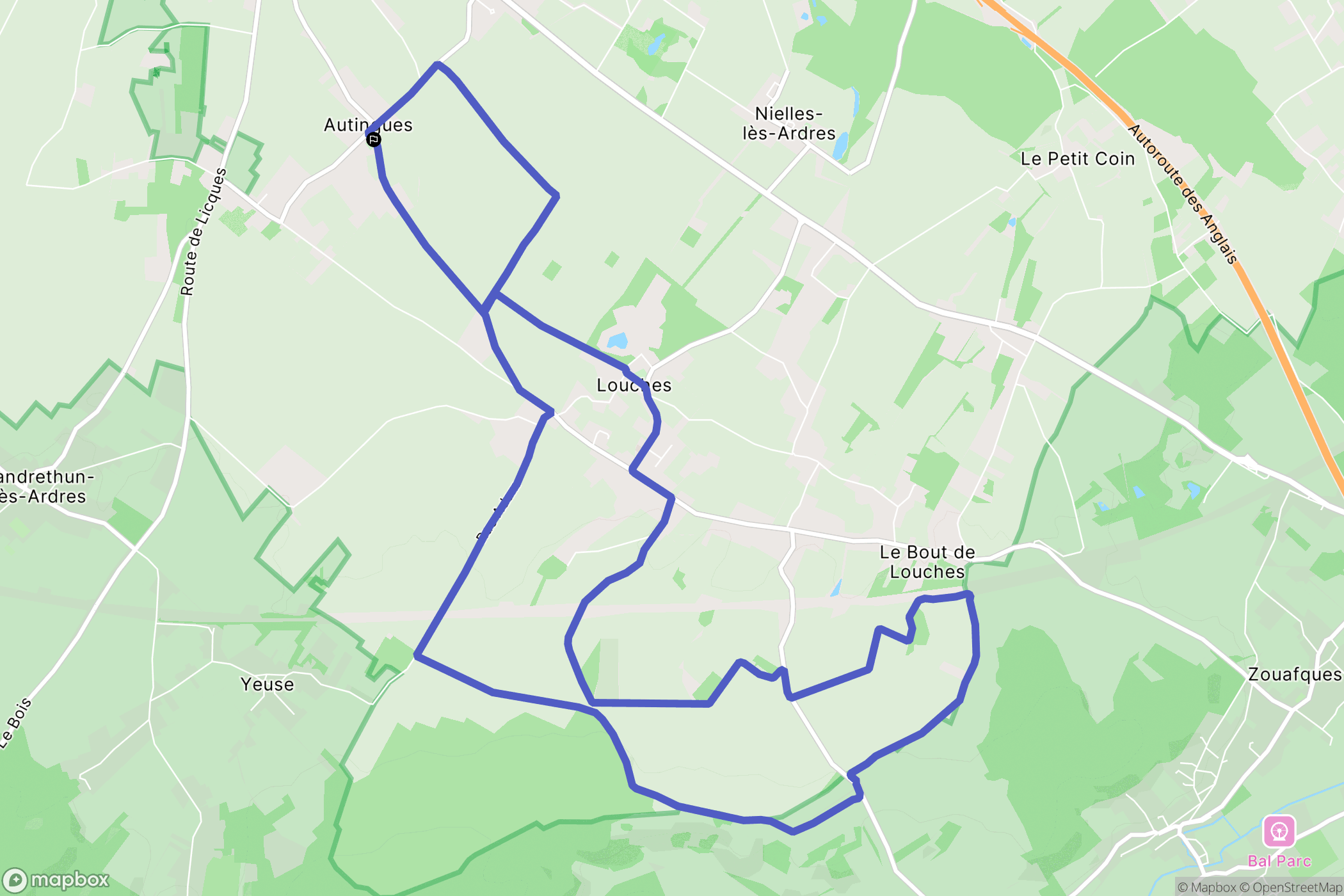 Autingues : carte du parcours de randonnée - France