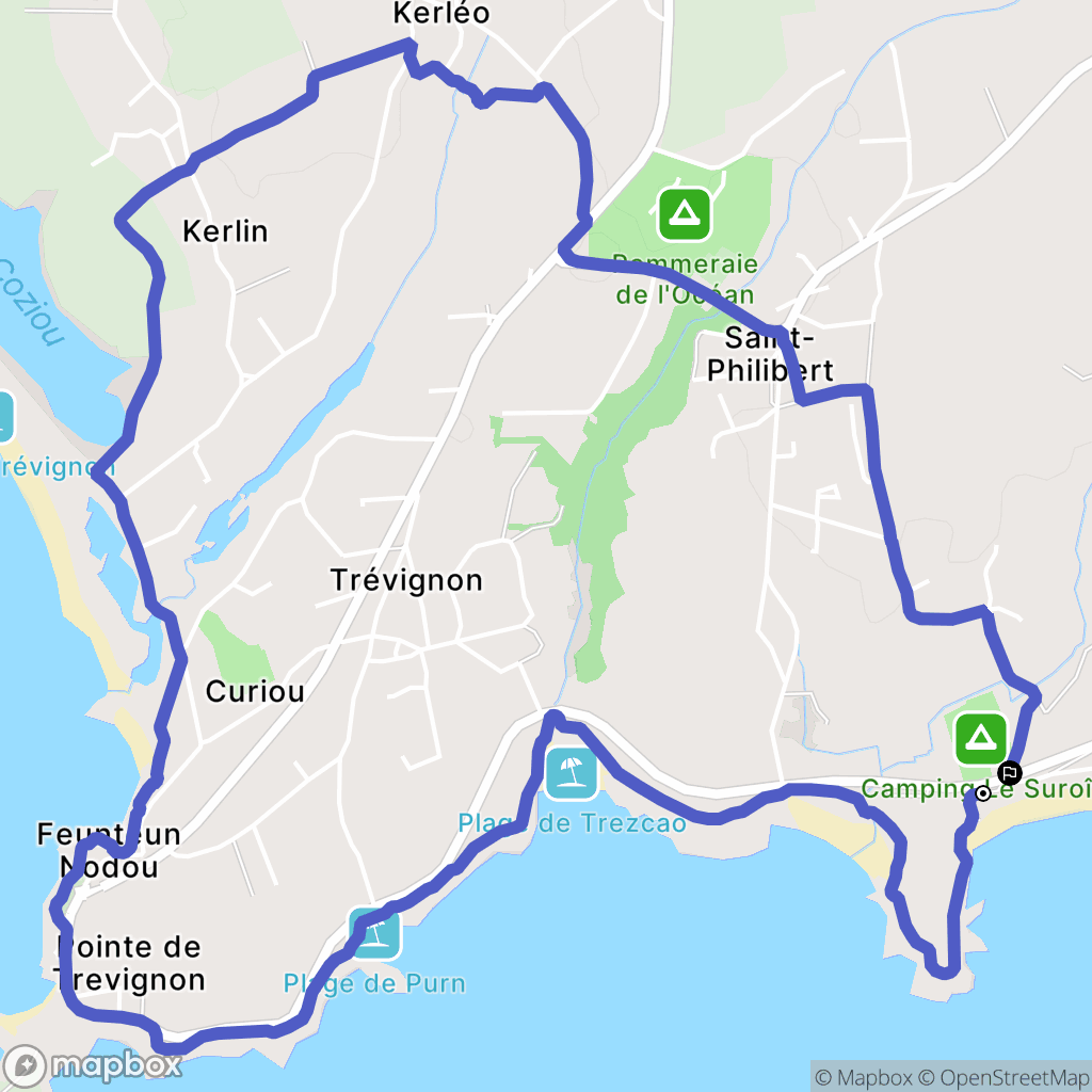 Trégunc : carte du parcours de randonnée - France