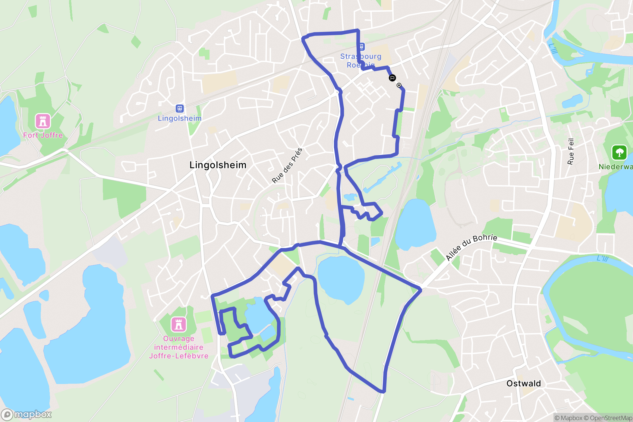 Lingolsheim : carte du parcours de randonnée - France