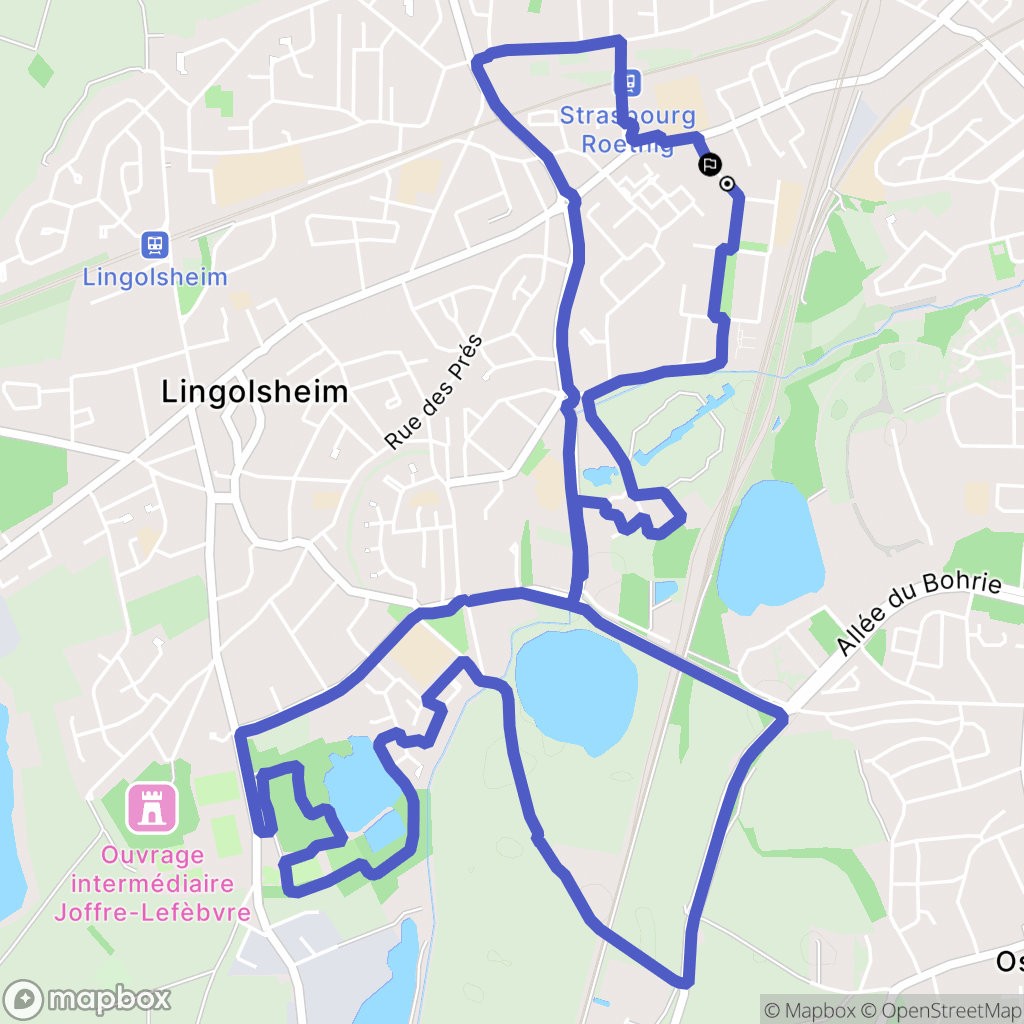 Lingolsheim : carte du parcours de randonnée - France