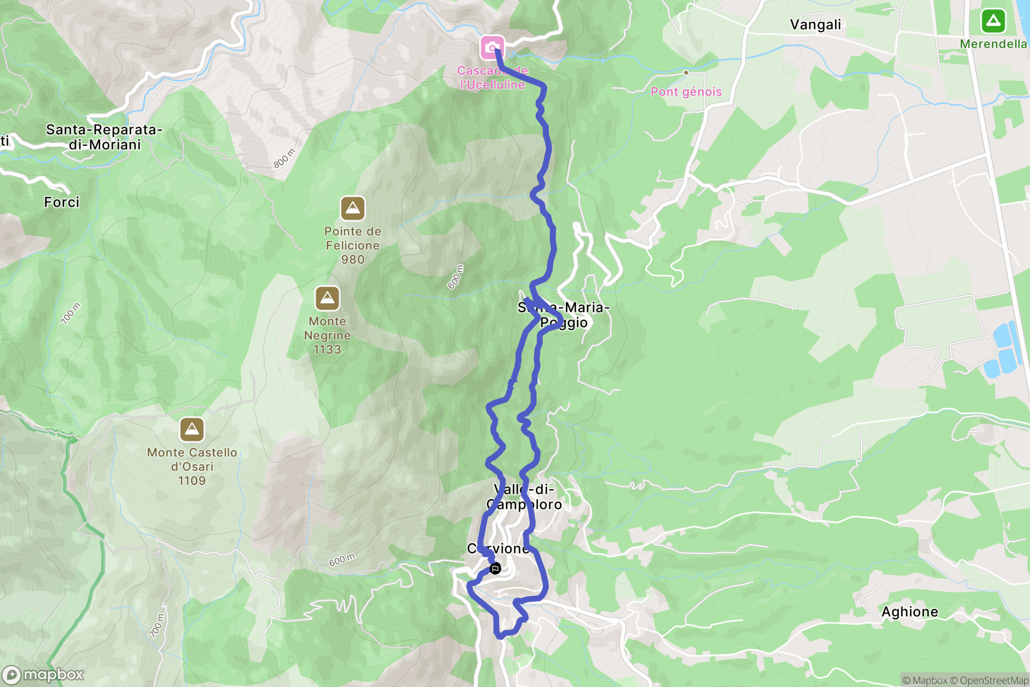 Cervione : carte du parcours de randonnée - France