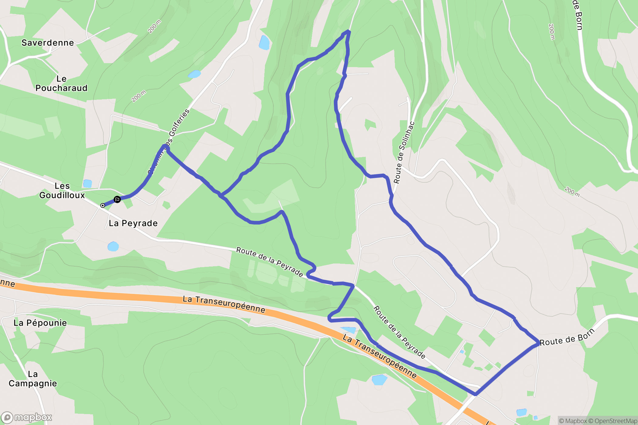 Bassillac et Auberoche : carte du parcours de randonnée - France