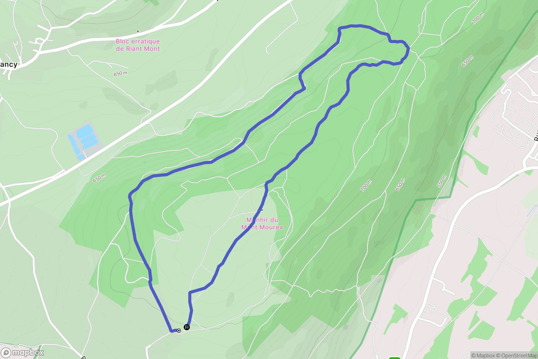 Grilly : carte du parcours de randonnée - France