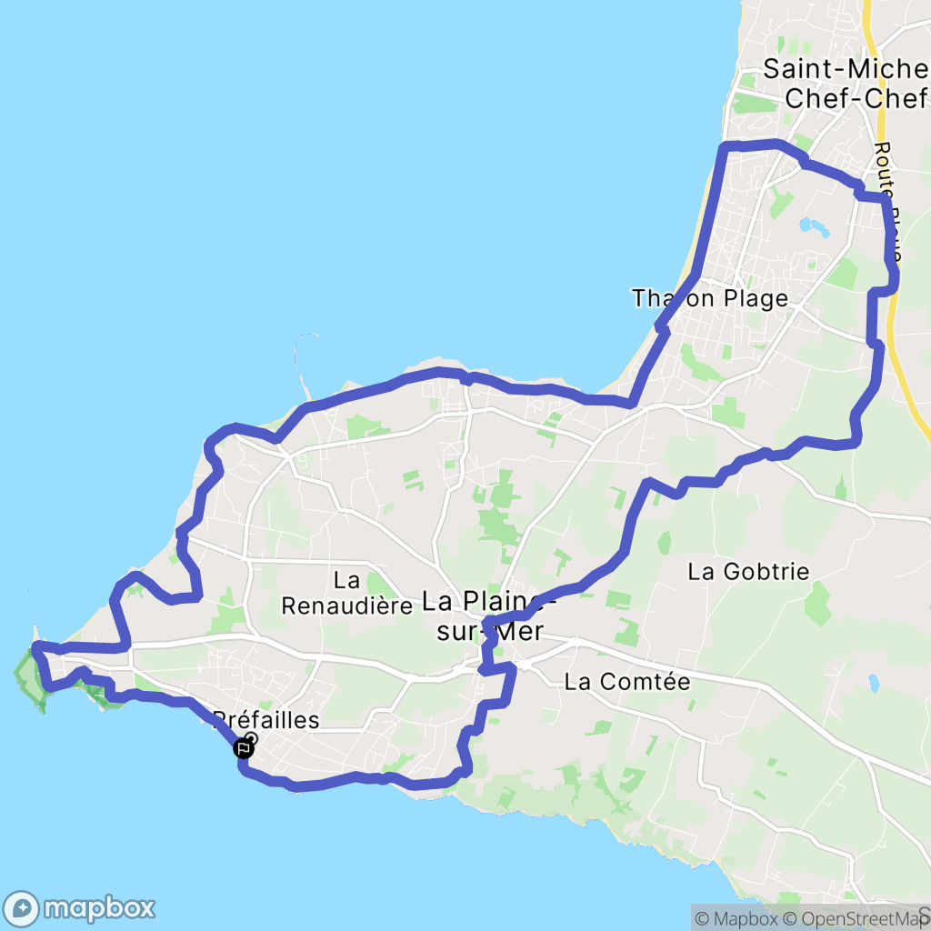 Préfailles : carte du parcours de randonnée - France