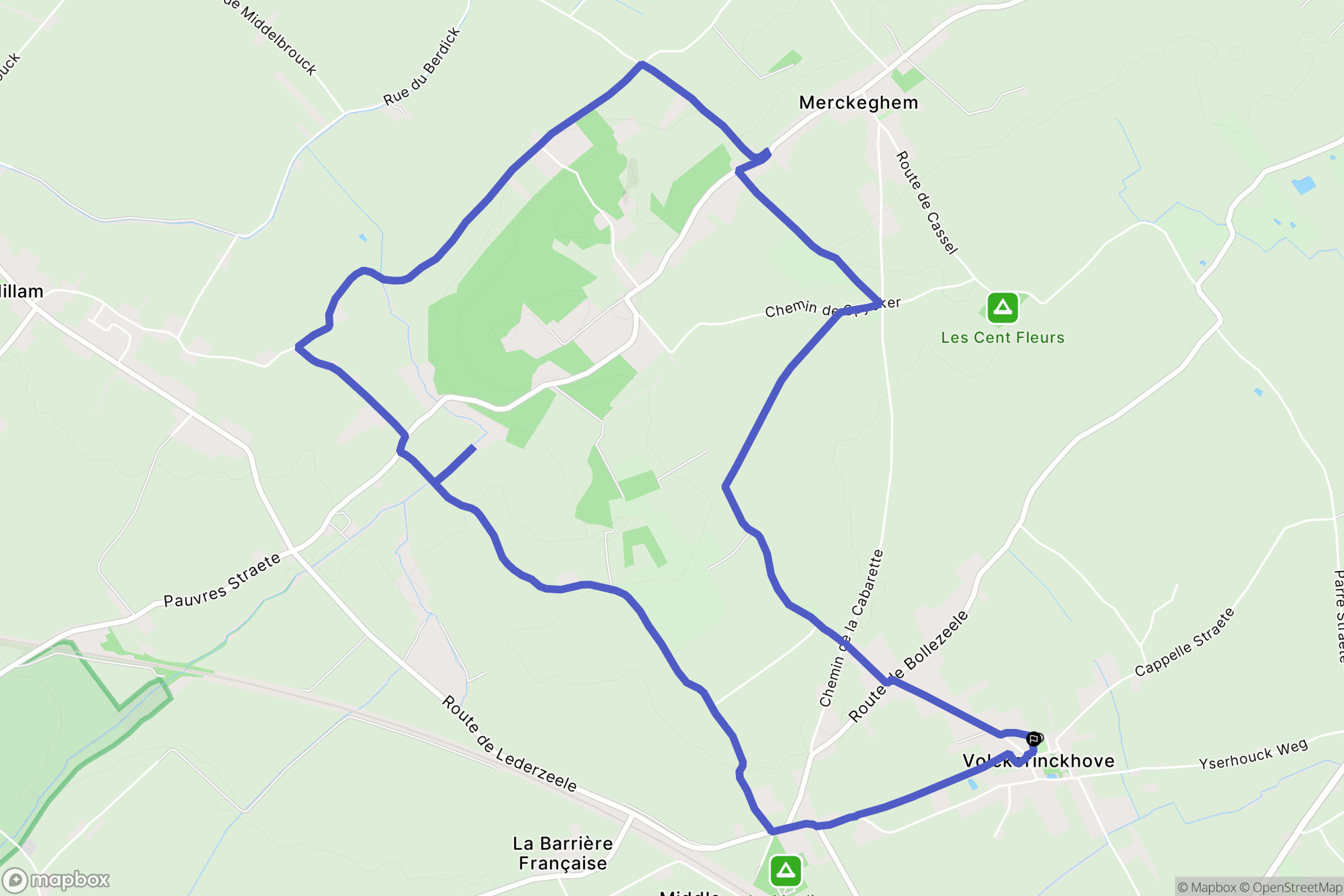 Volckerinckhove : carte du parcours de randonnée - France