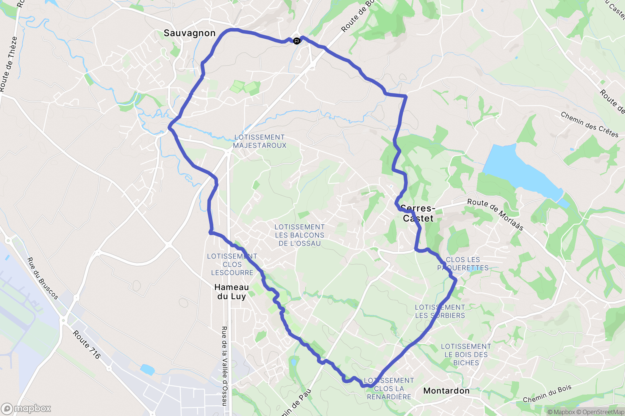 Sauvagnon : carte du parcours de randonnée - France
