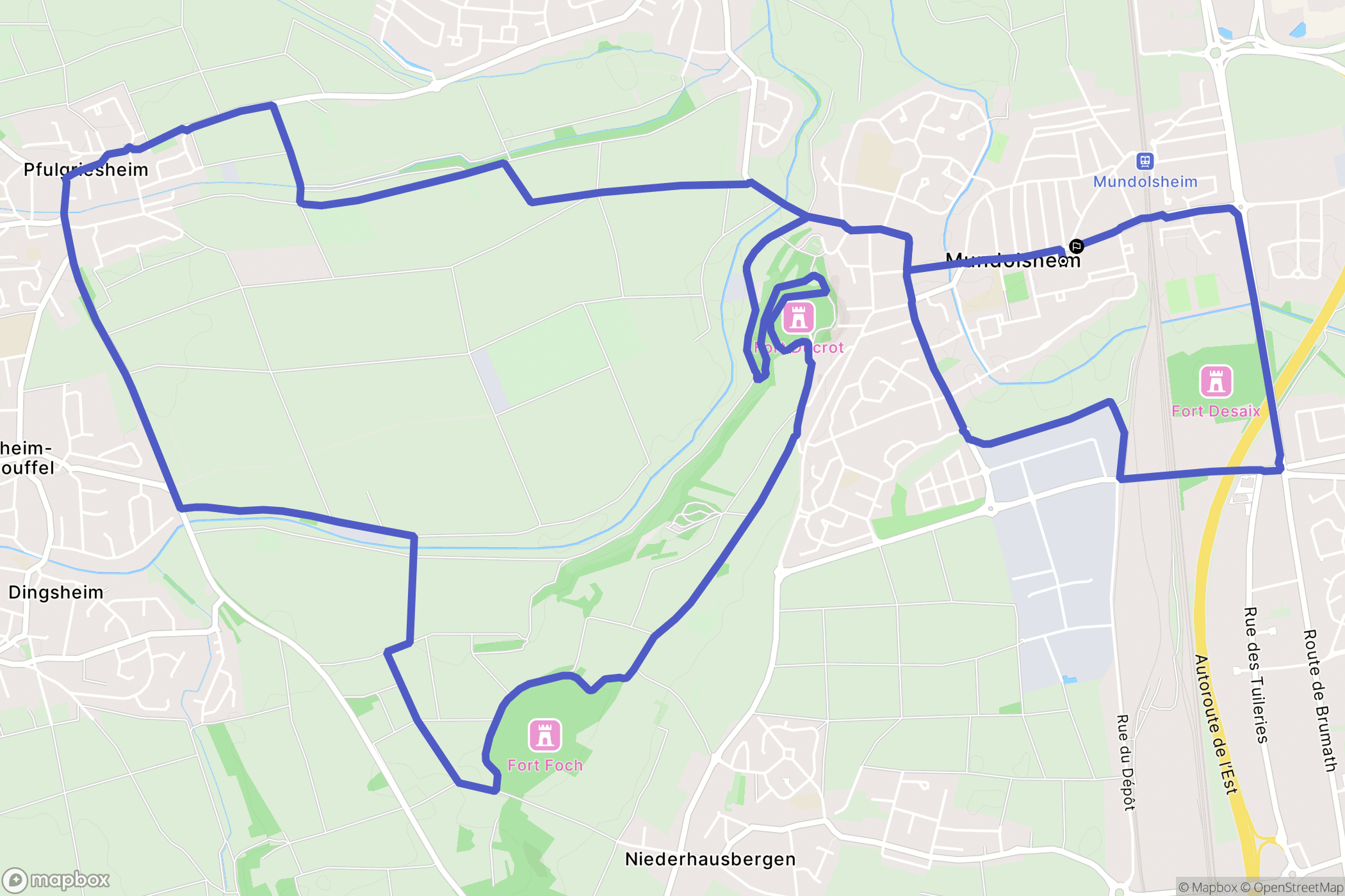 Mundolsheim : carte du parcours de randonnée - France