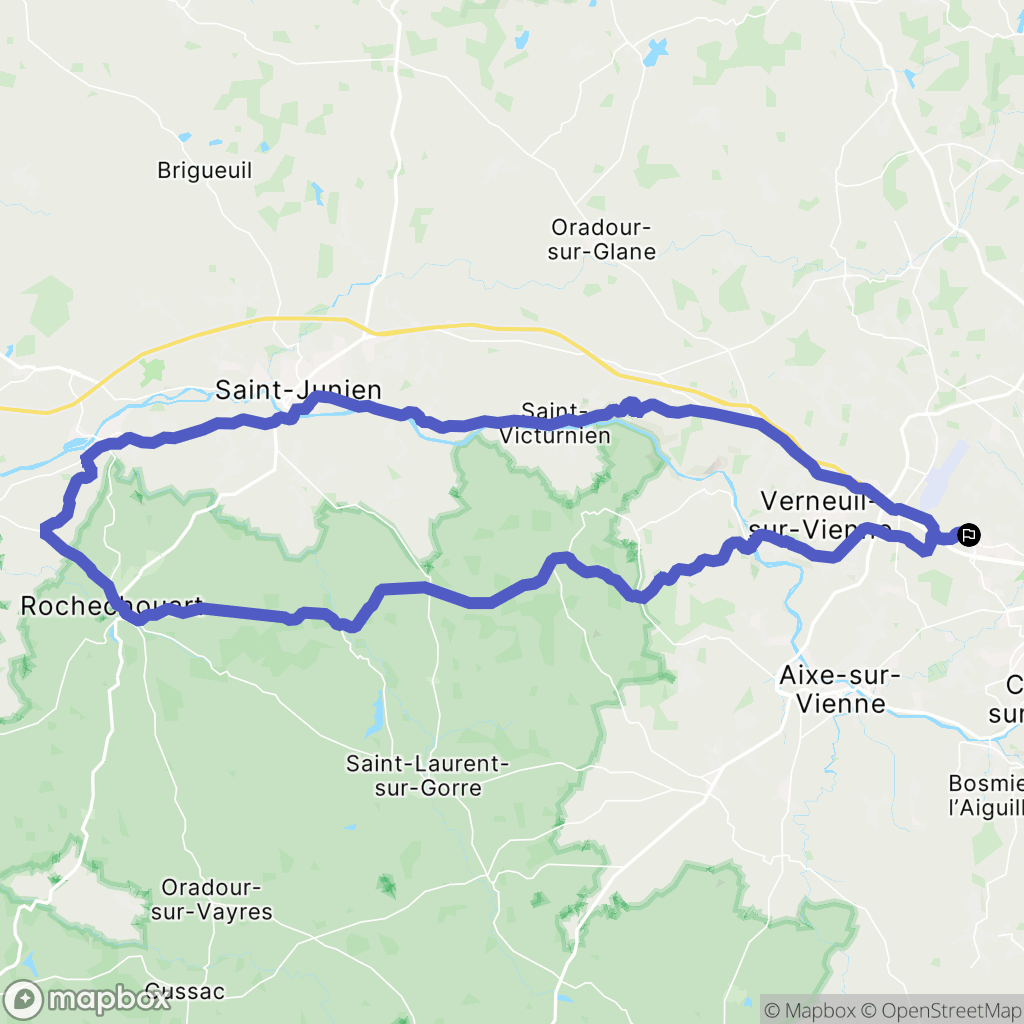 Limoges : carte du parcours de randonnée - France
