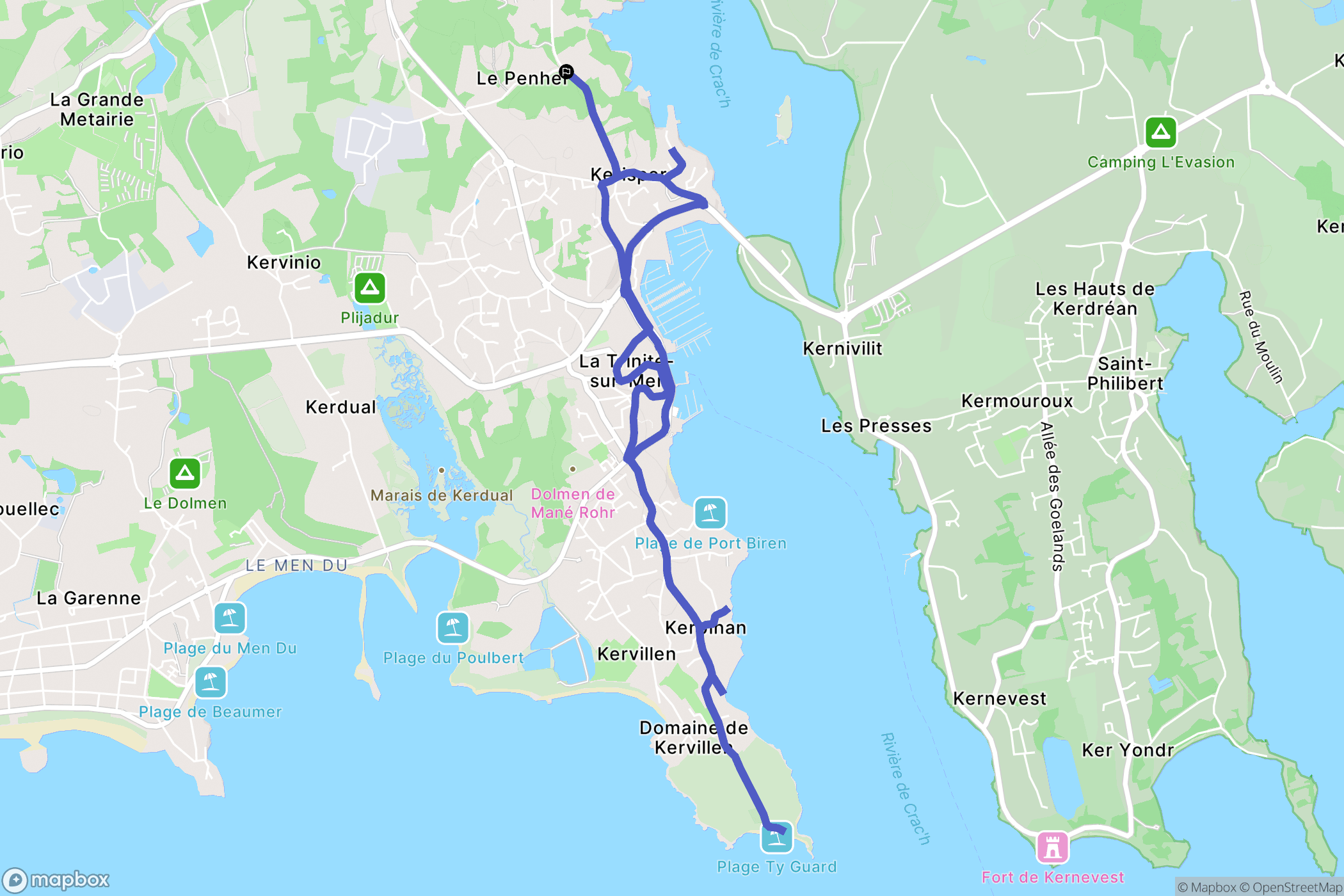 La Trinité-sur-Mer : carte du parcours de randonnée - France