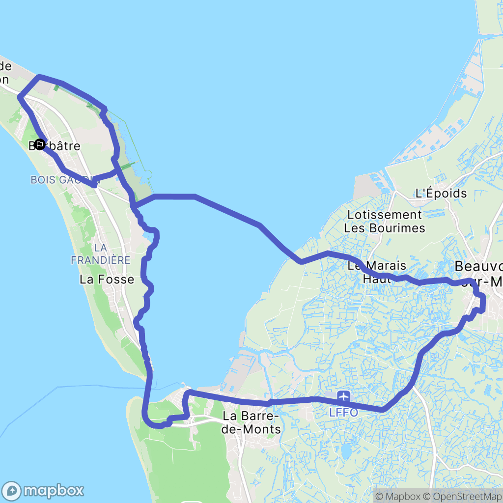 Barbâtre : carte du parcours de randonnée - France