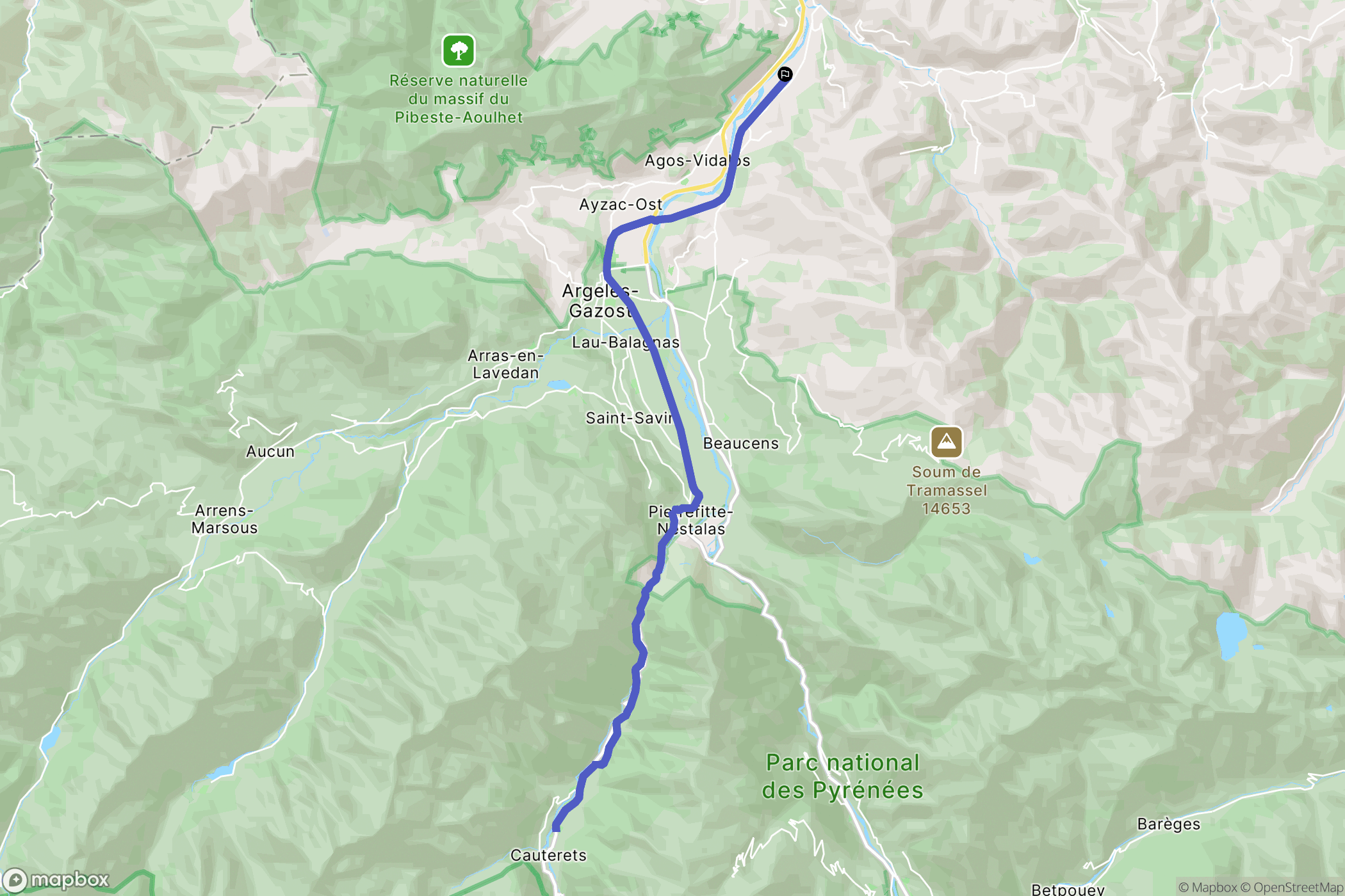 Ger : carte du parcours de randonnée - France