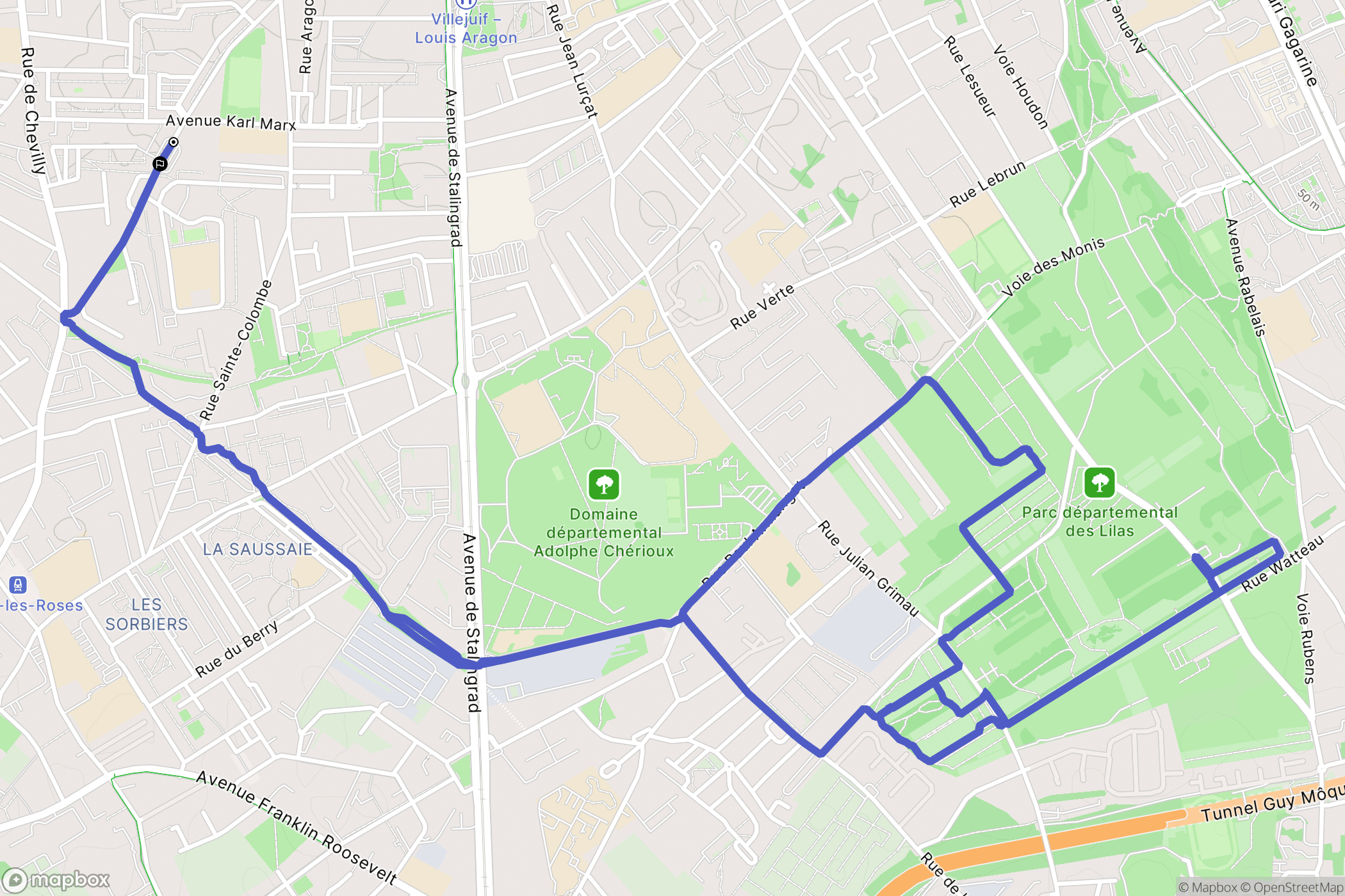 Villejuif : carte du parcours de randonnée - France