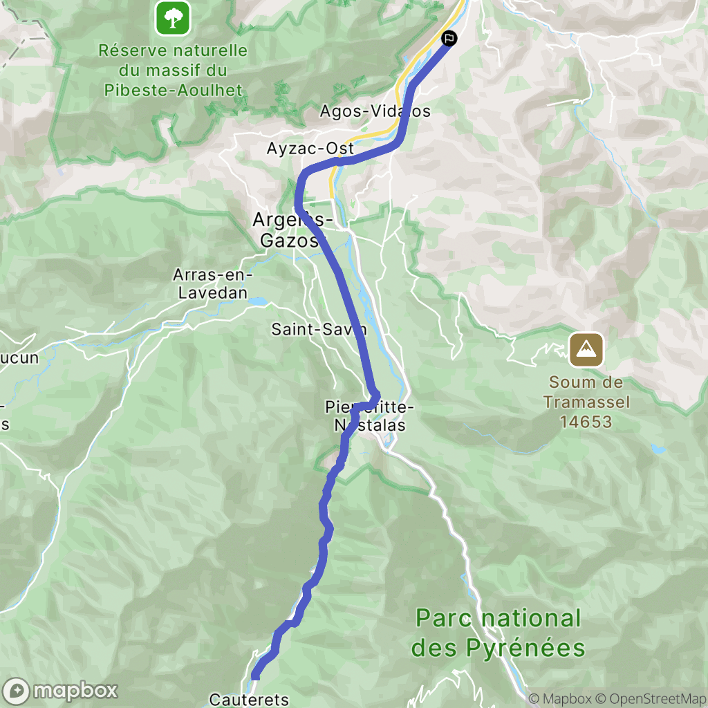 Ger : carte du parcours de randonnée - France