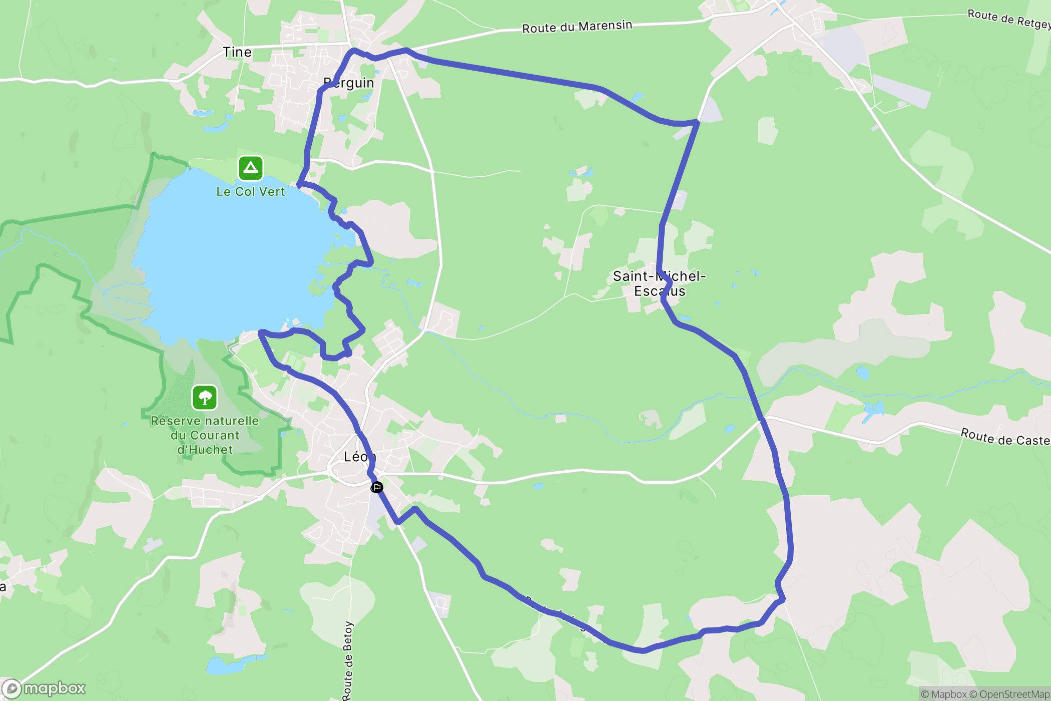 Léon : carte du parcours de randonnée - France