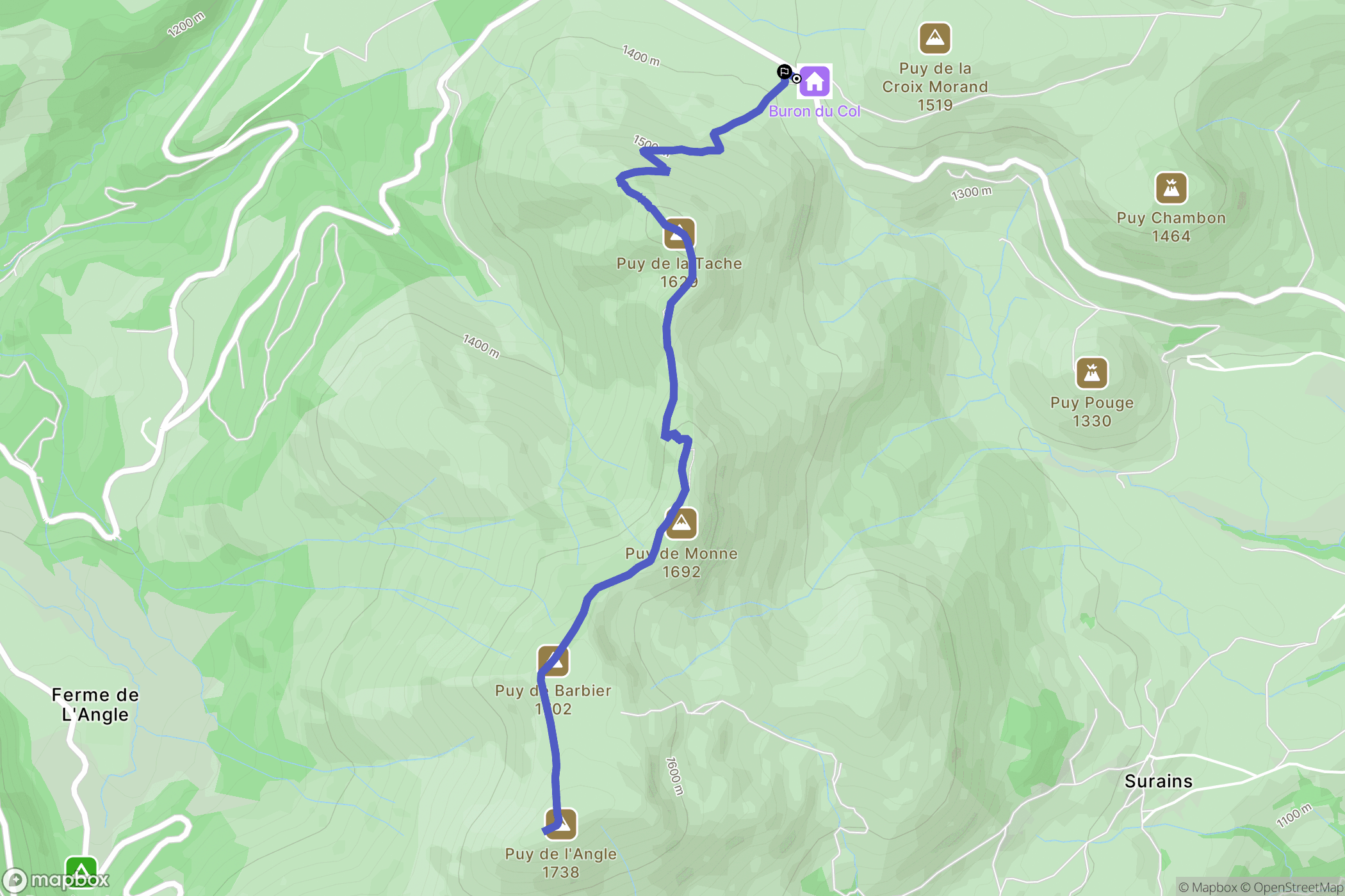 Chambon-sur-Lac : carte du parcours de randonnée - France