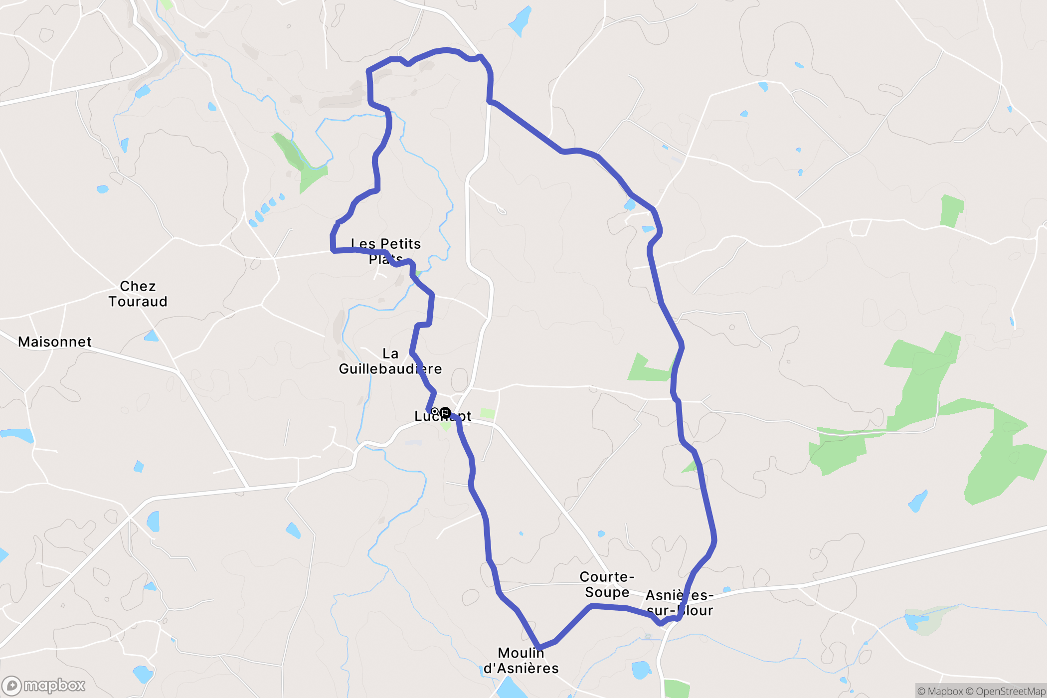 Luchapt : carte du parcours de randonnée - France