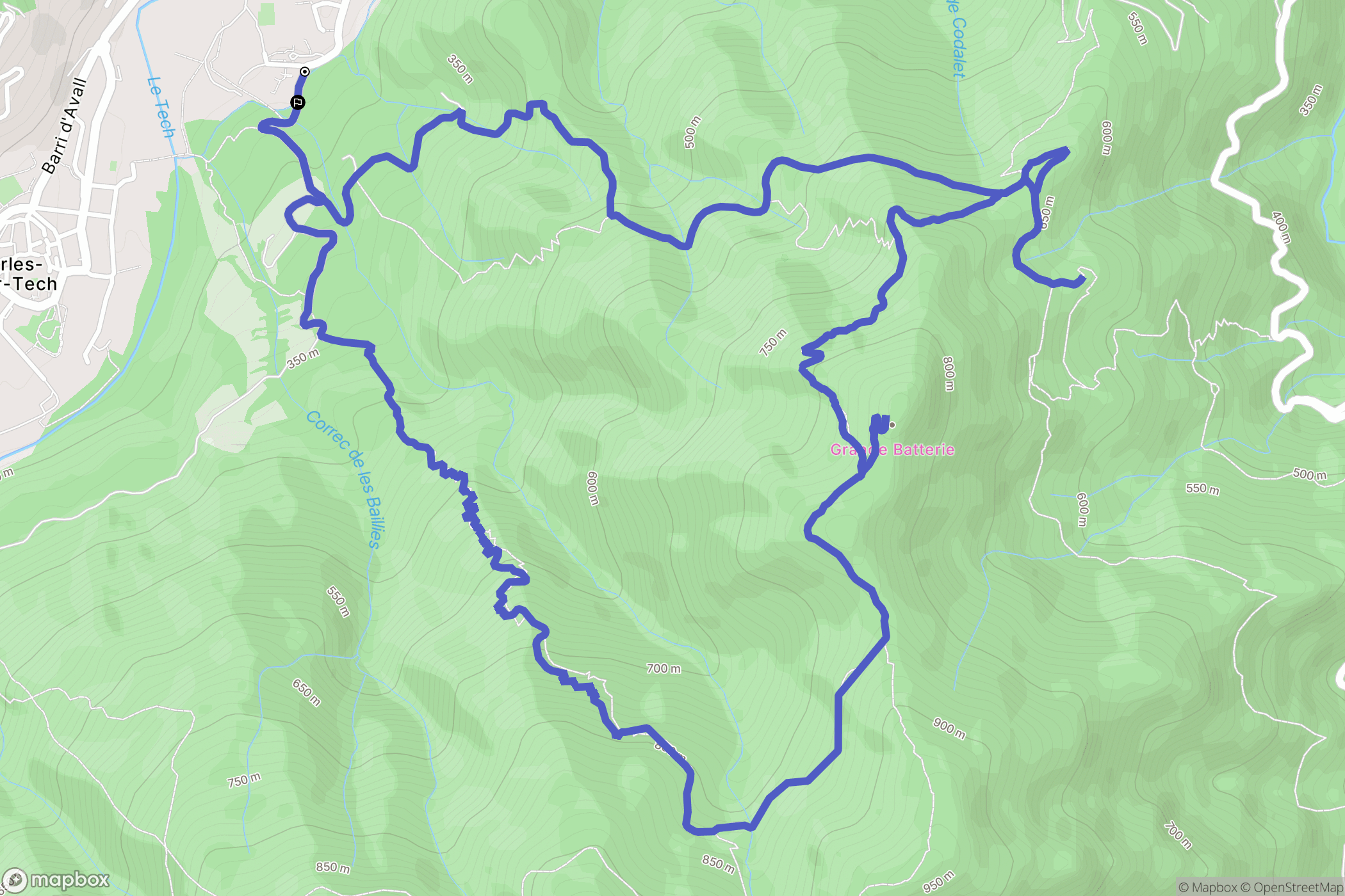 Arles-sur-Tech : carte du parcours de randonnée - France