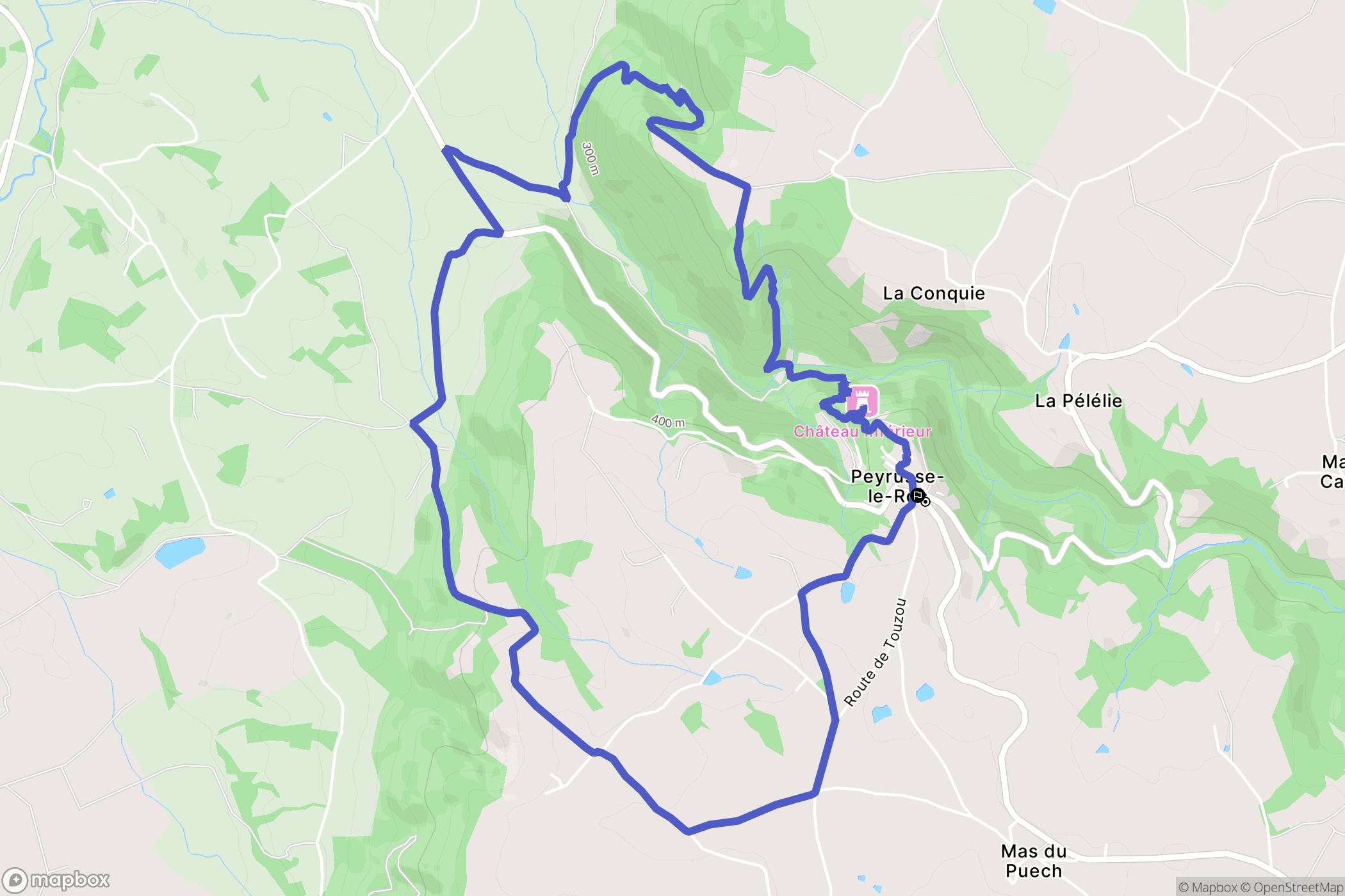 Peyrusse-le-Roc : carte du parcours de randonnée - France
