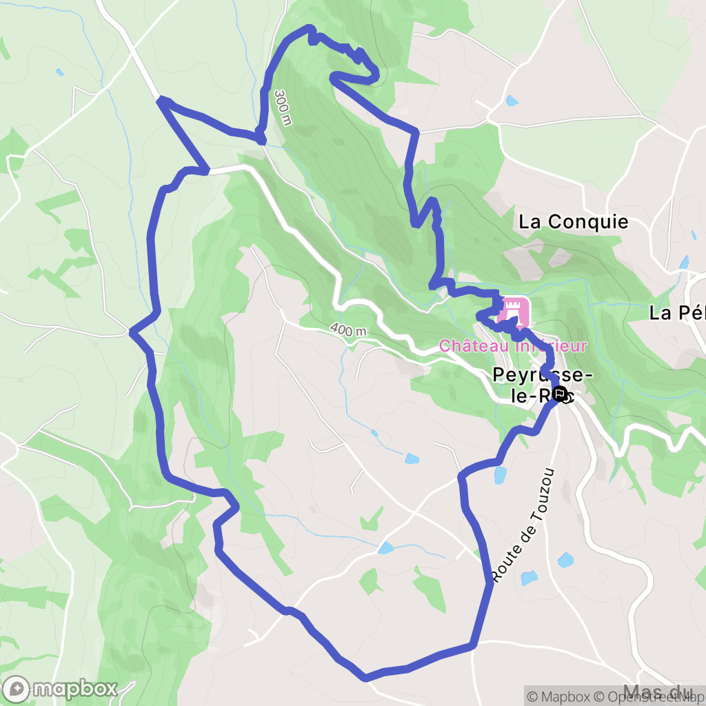 Peyrusse-le-Roc : carte du parcours de randonnée - France