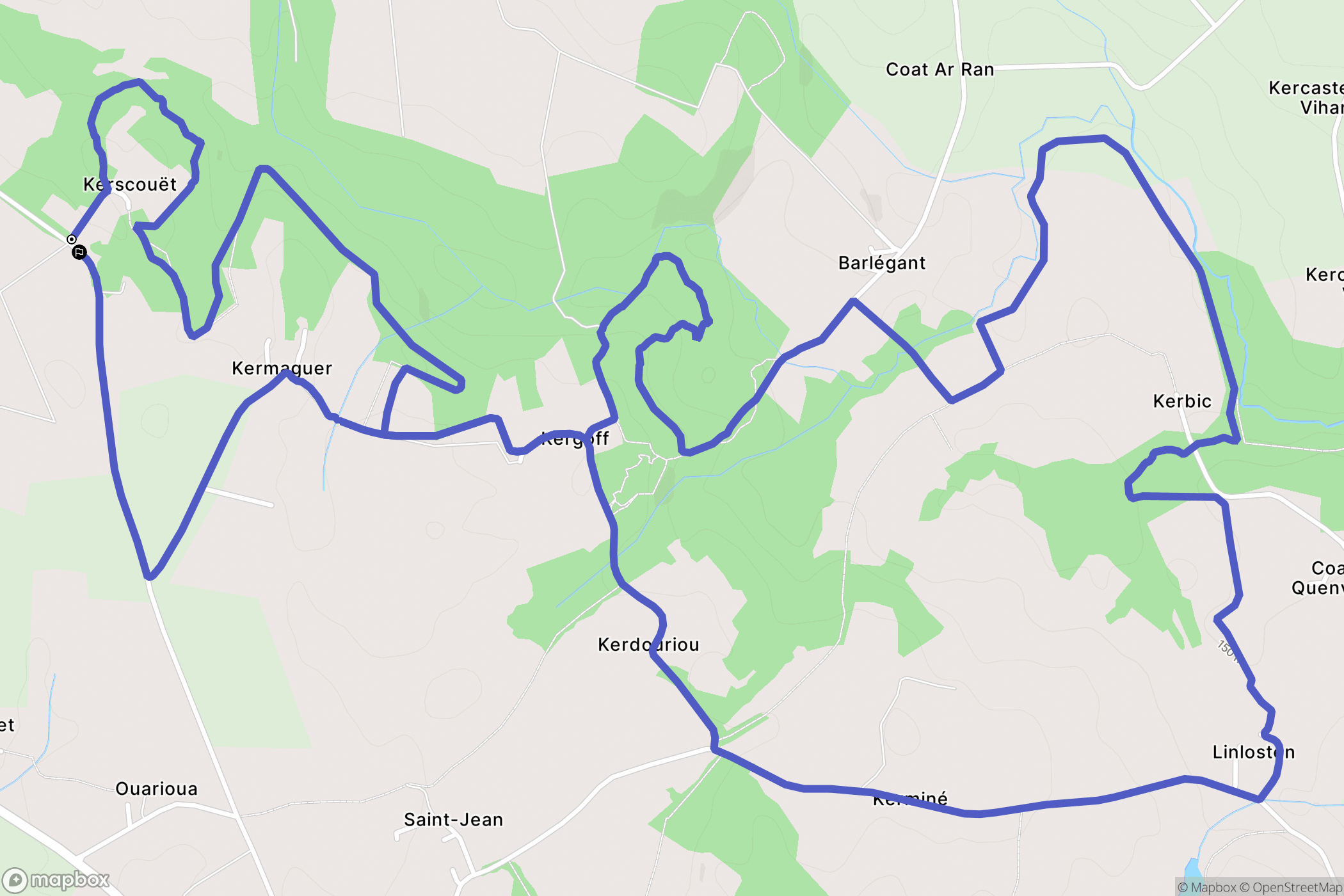 Le Faouët : carte du parcours de randonnée - France