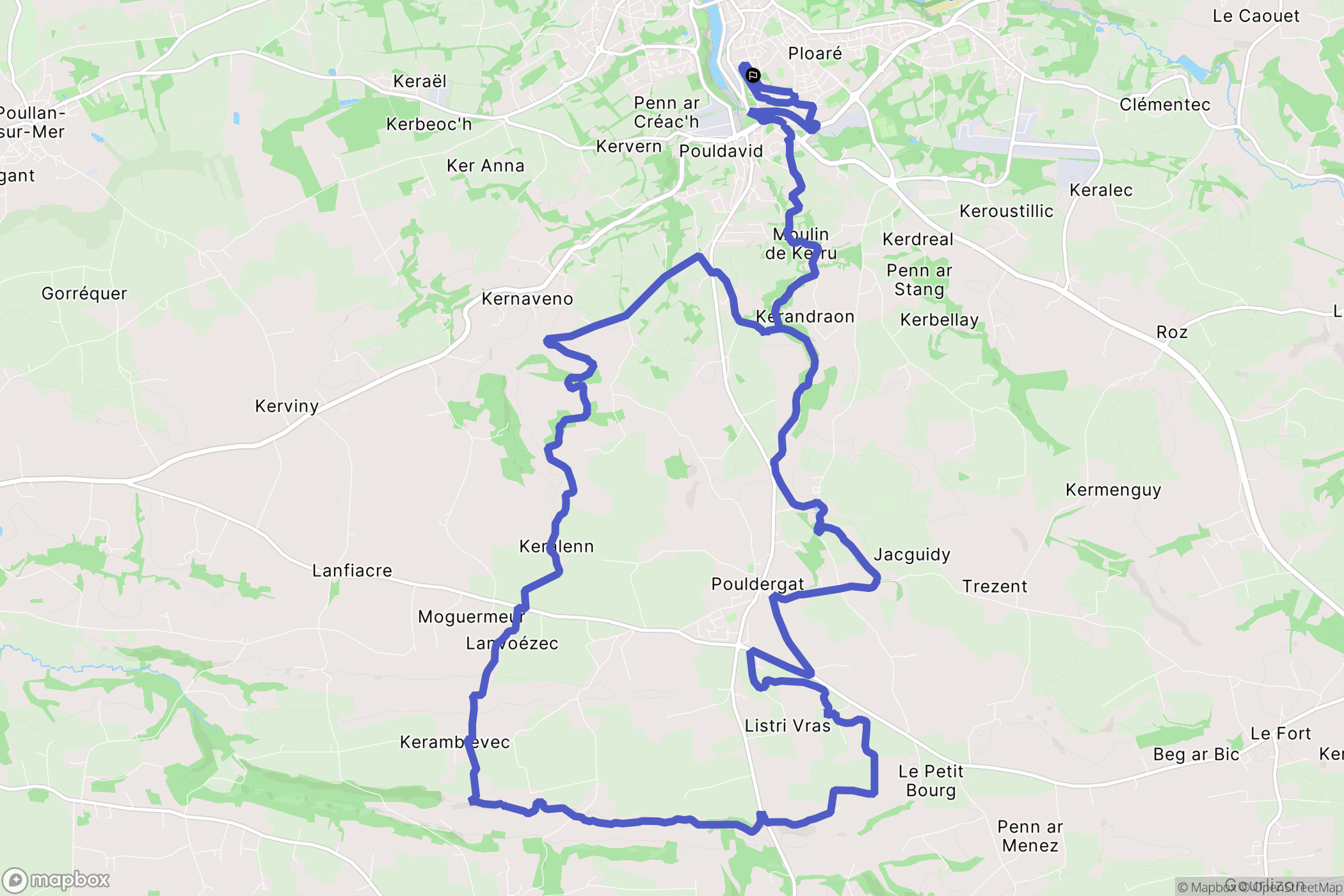 Douarnenez : carte du parcours de randonnée - France