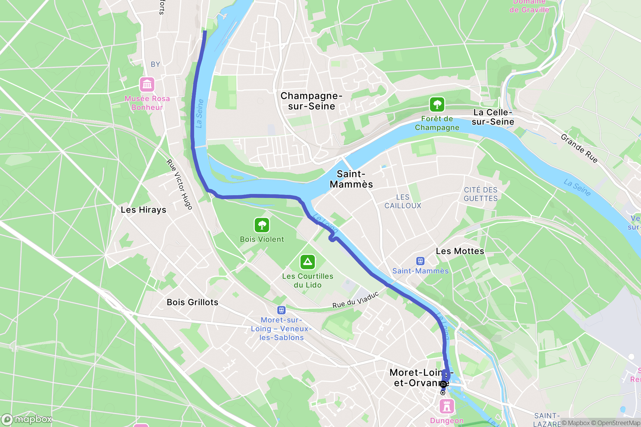 Moret-Loing-et-Orvanne : carte du parcours de randonnée - France
