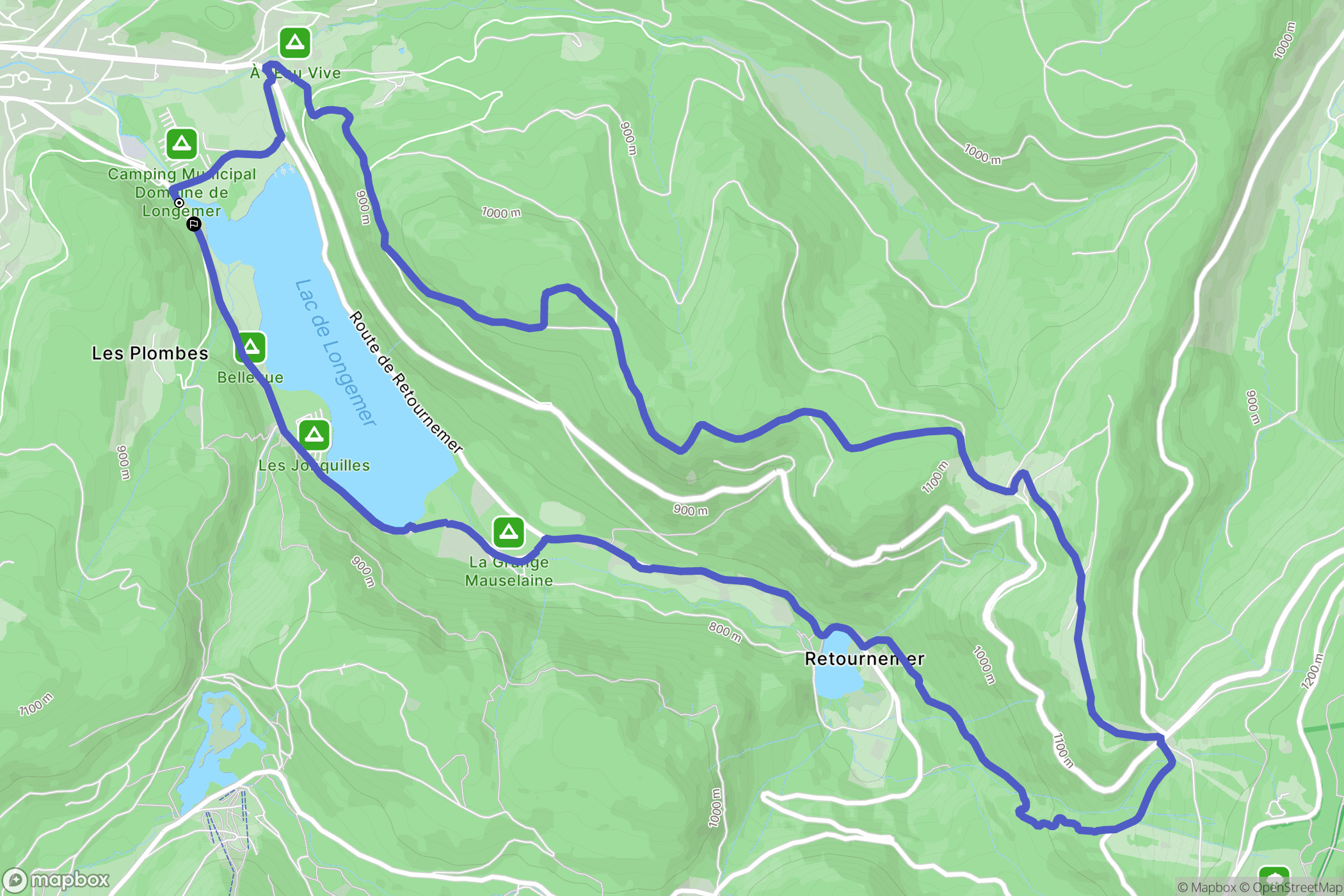 Xonrupt-Longemer : carte du parcours de randonnée - France