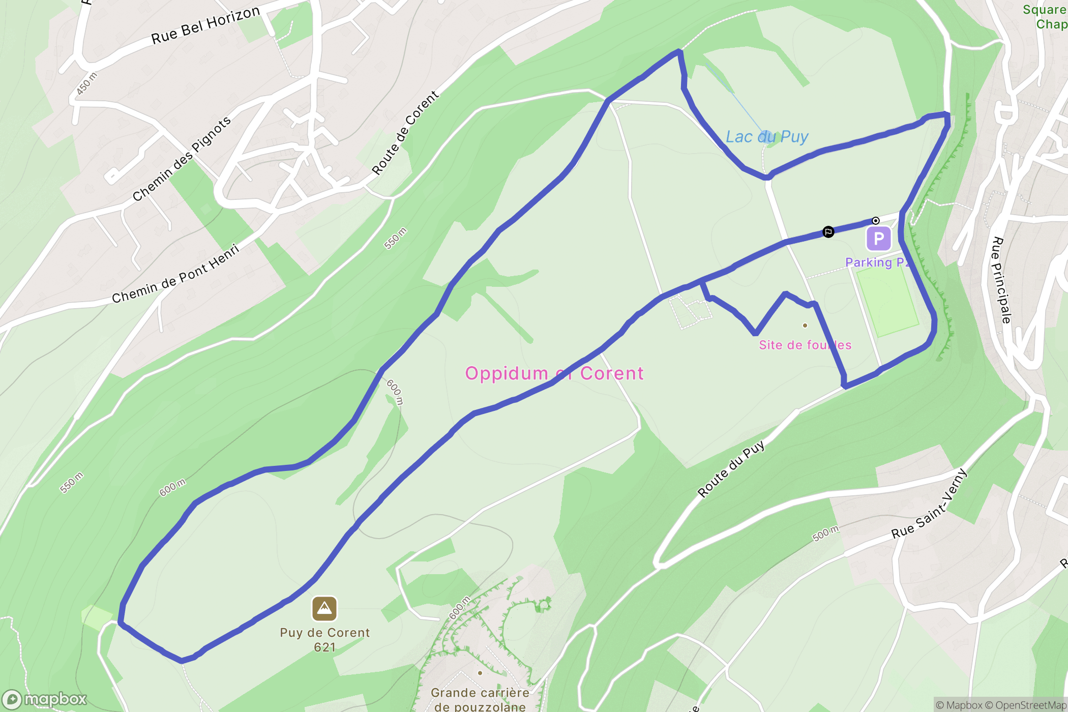 Corent : carte du parcours de randonnée - France