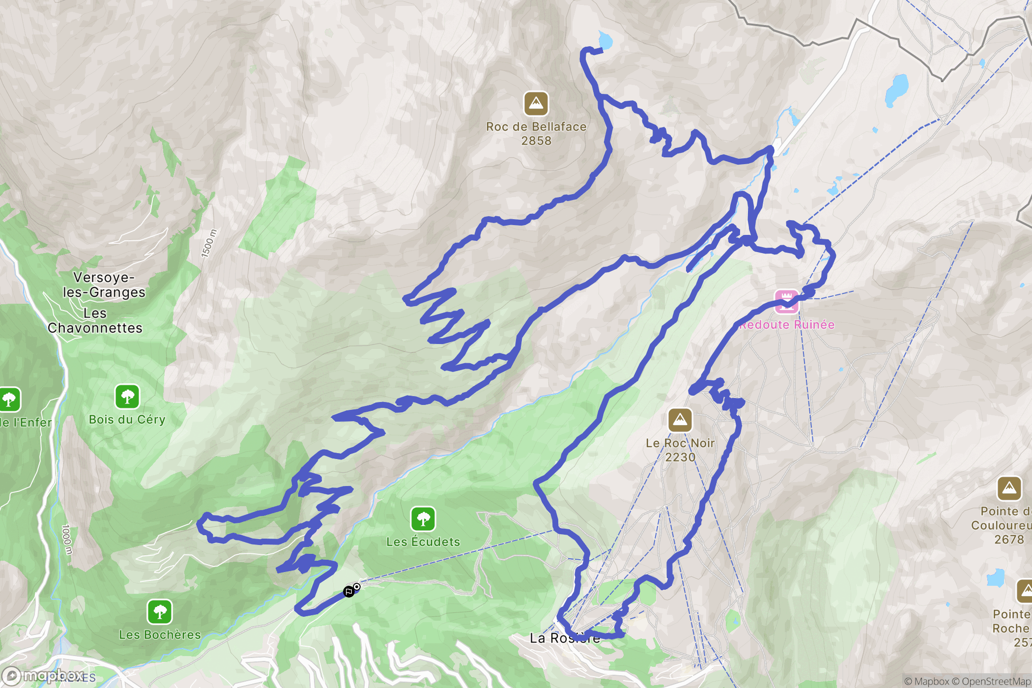 Séez : carte du parcours de randonnée - France